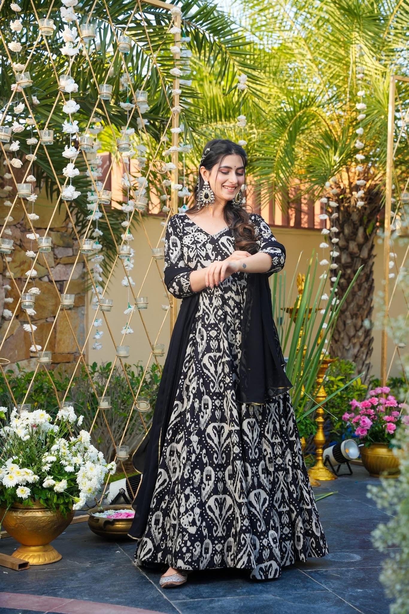 Shyamika Black Chinon Maxi Set