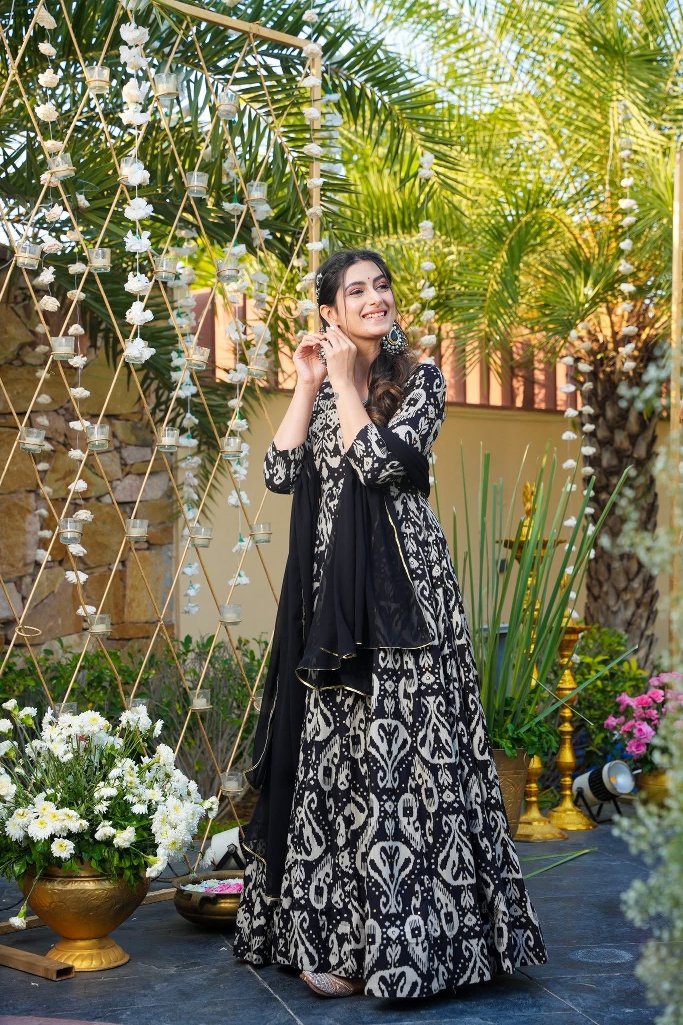 Shyamika Black Chinon Maxi Set