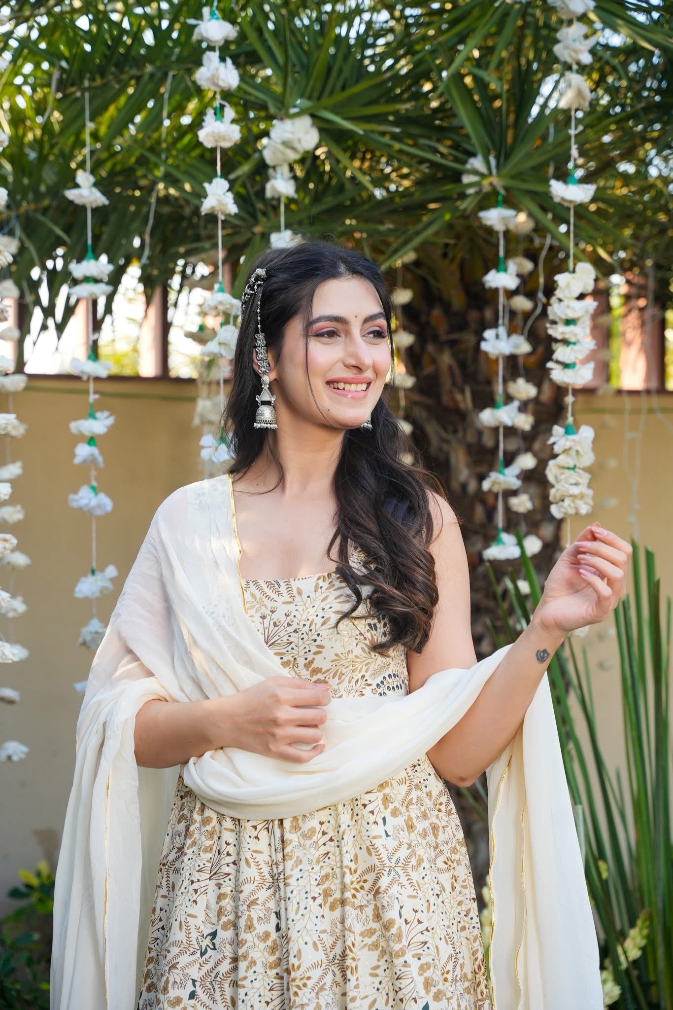 Purecot Rayon White Maxi Set