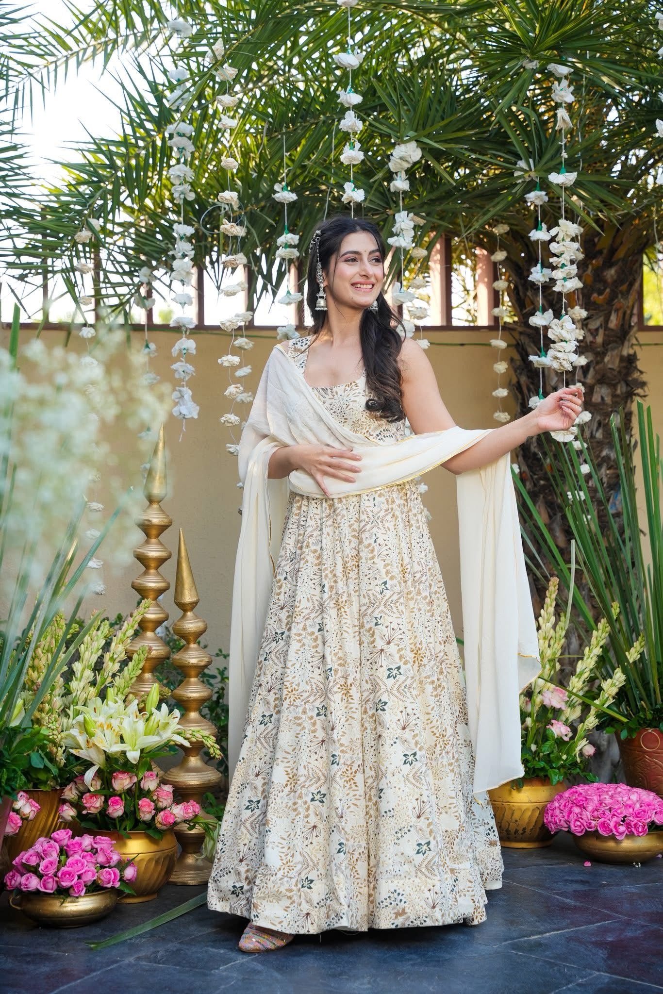 Purecot Rayon White Maxi Set