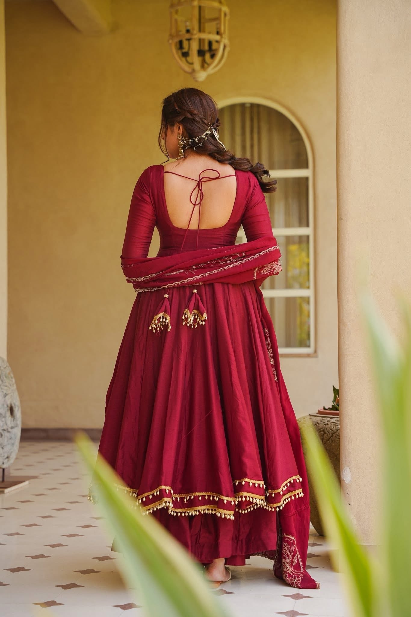 Buy Kairaanshi Maroon Anarkali Suit Set Online in India