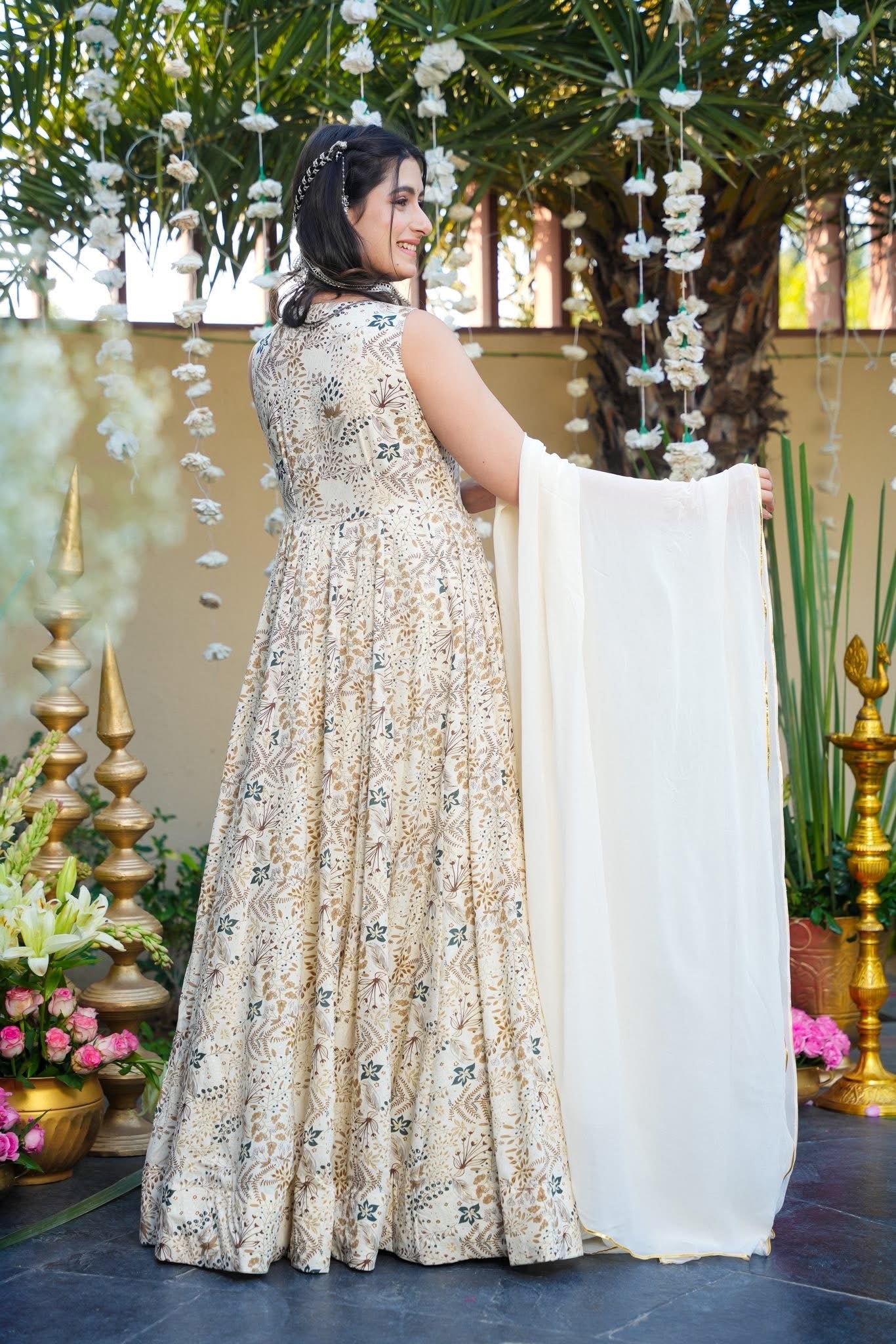 Purecot Rayon White Maxi Set