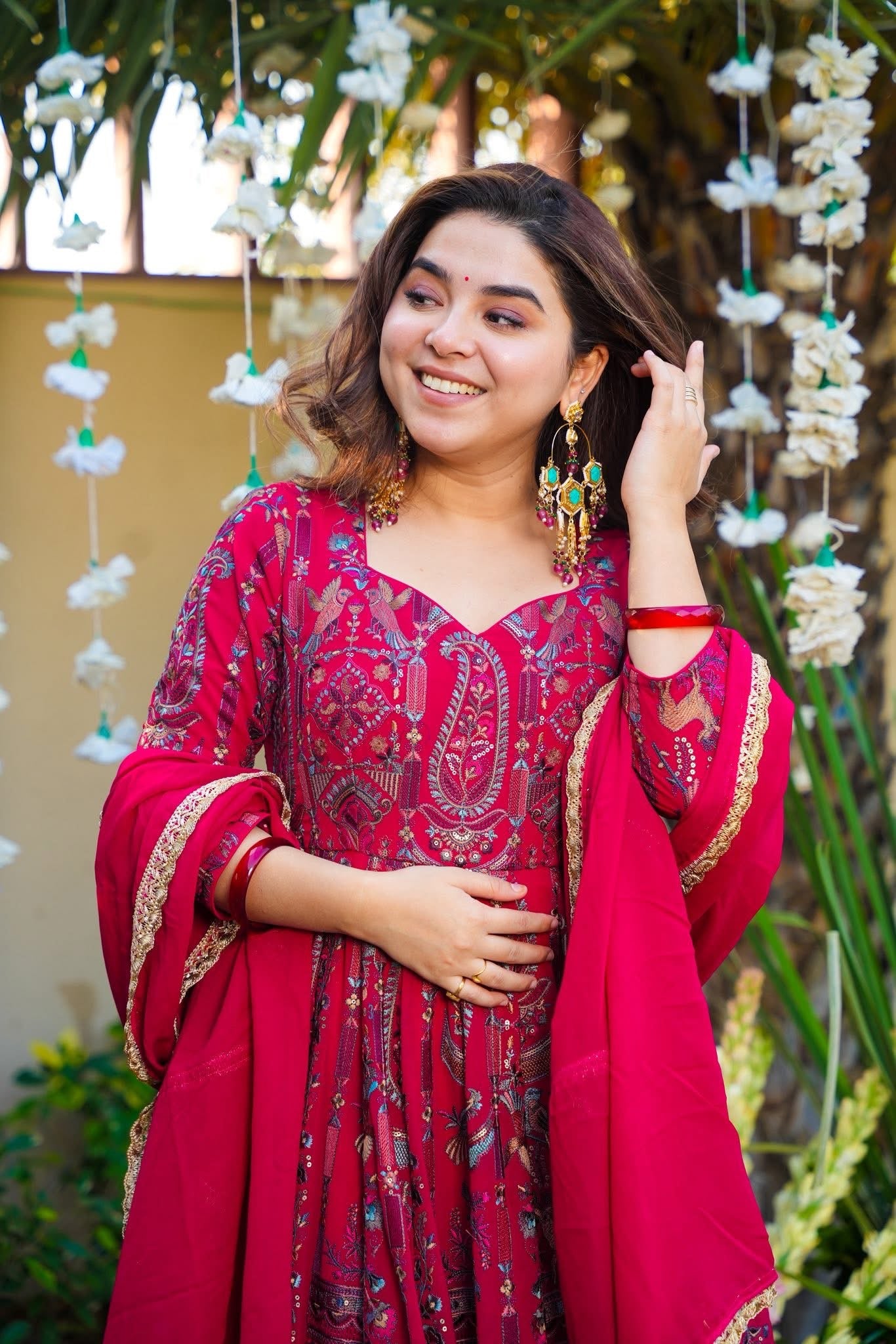 Areeba Pink Embroidered Georgette Wear Maxi Set