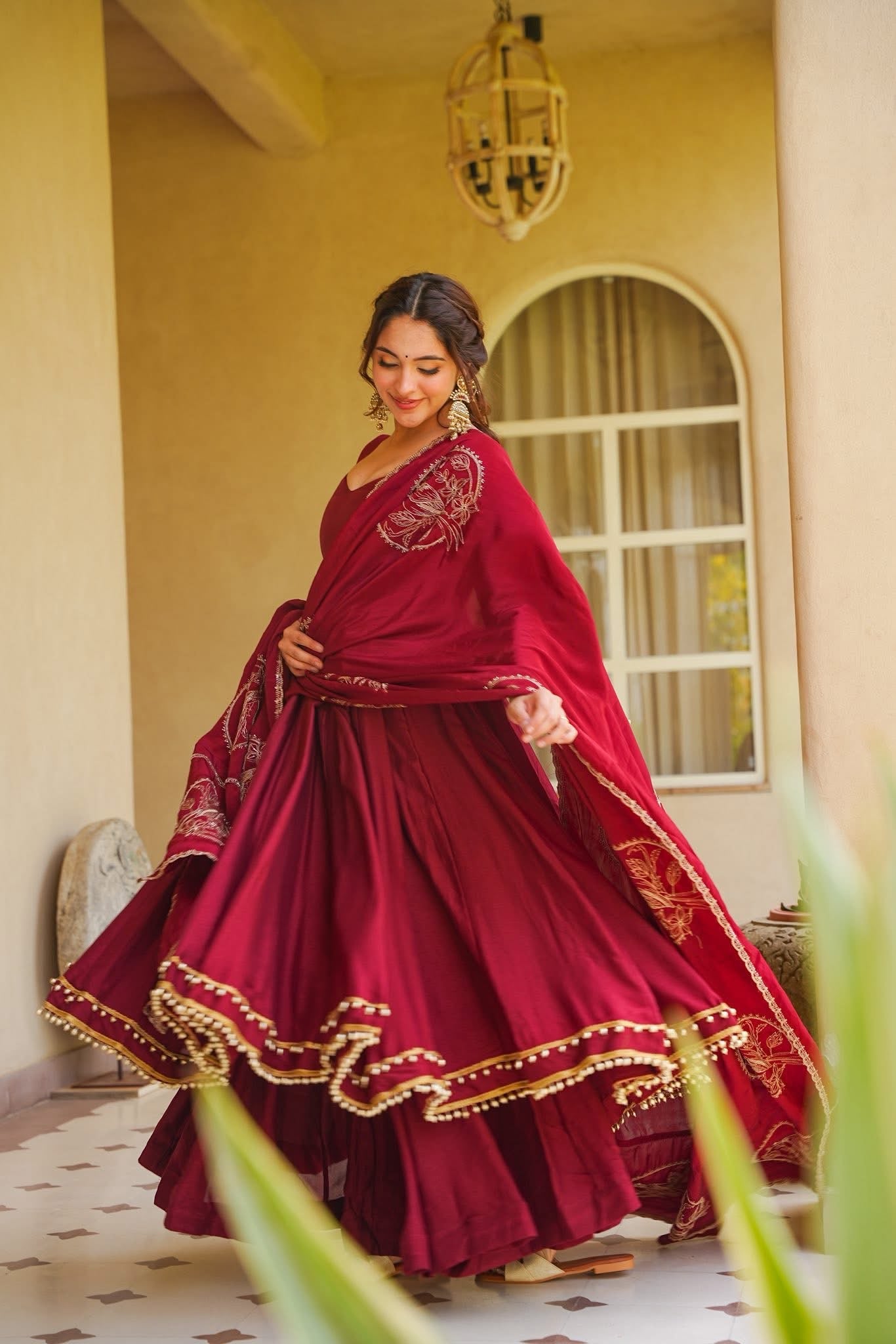 Kairaanshi Maroon Anarkali Suit Set