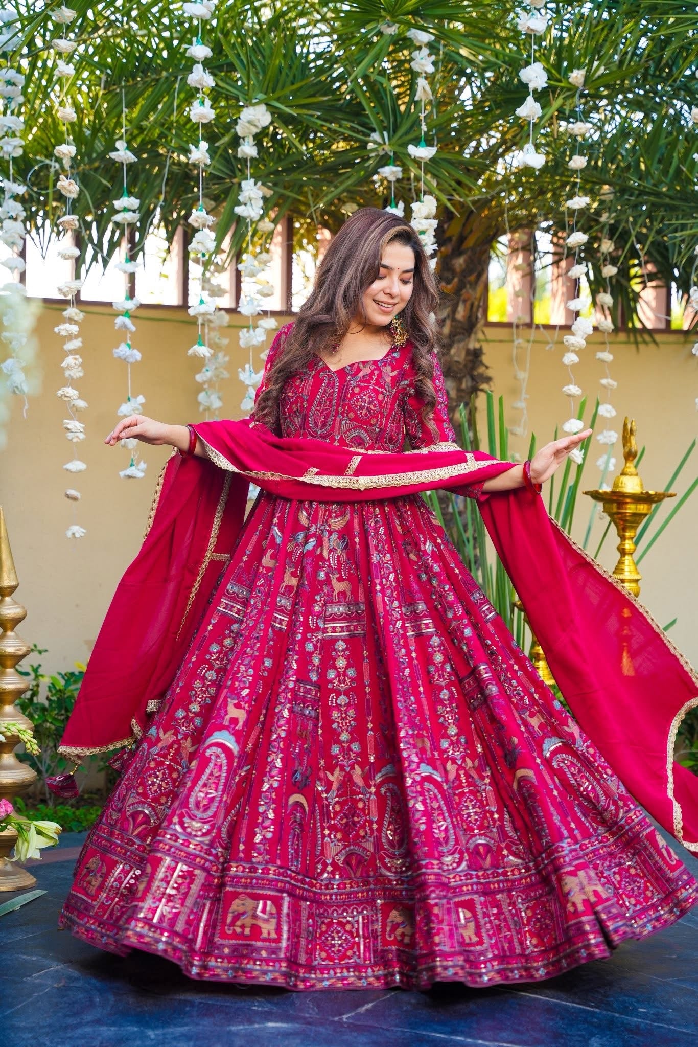 Areeba Pink Embroidered Georgette Wear Maxi Set