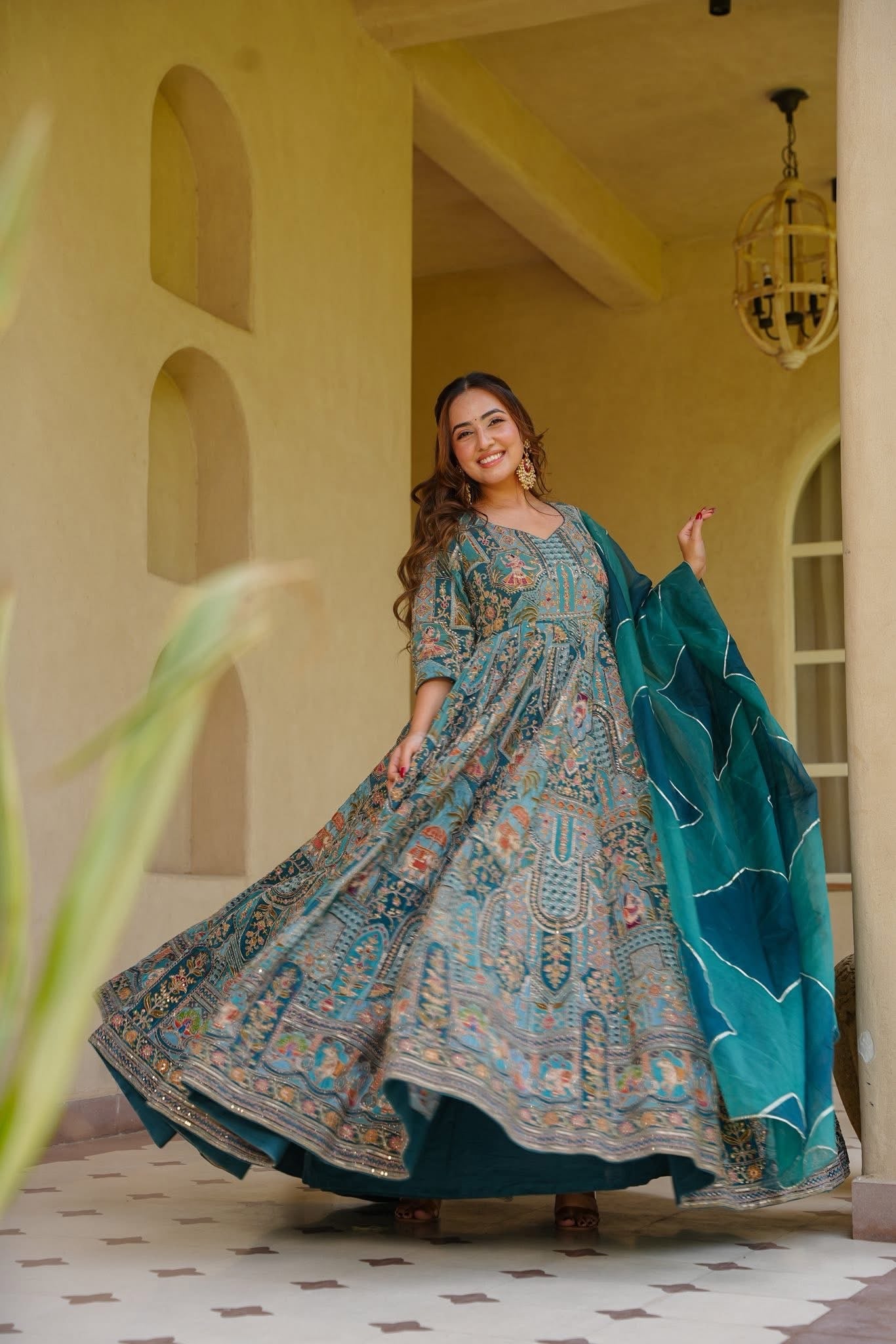 Aaryelith Heavy Embroidered Maxi Set