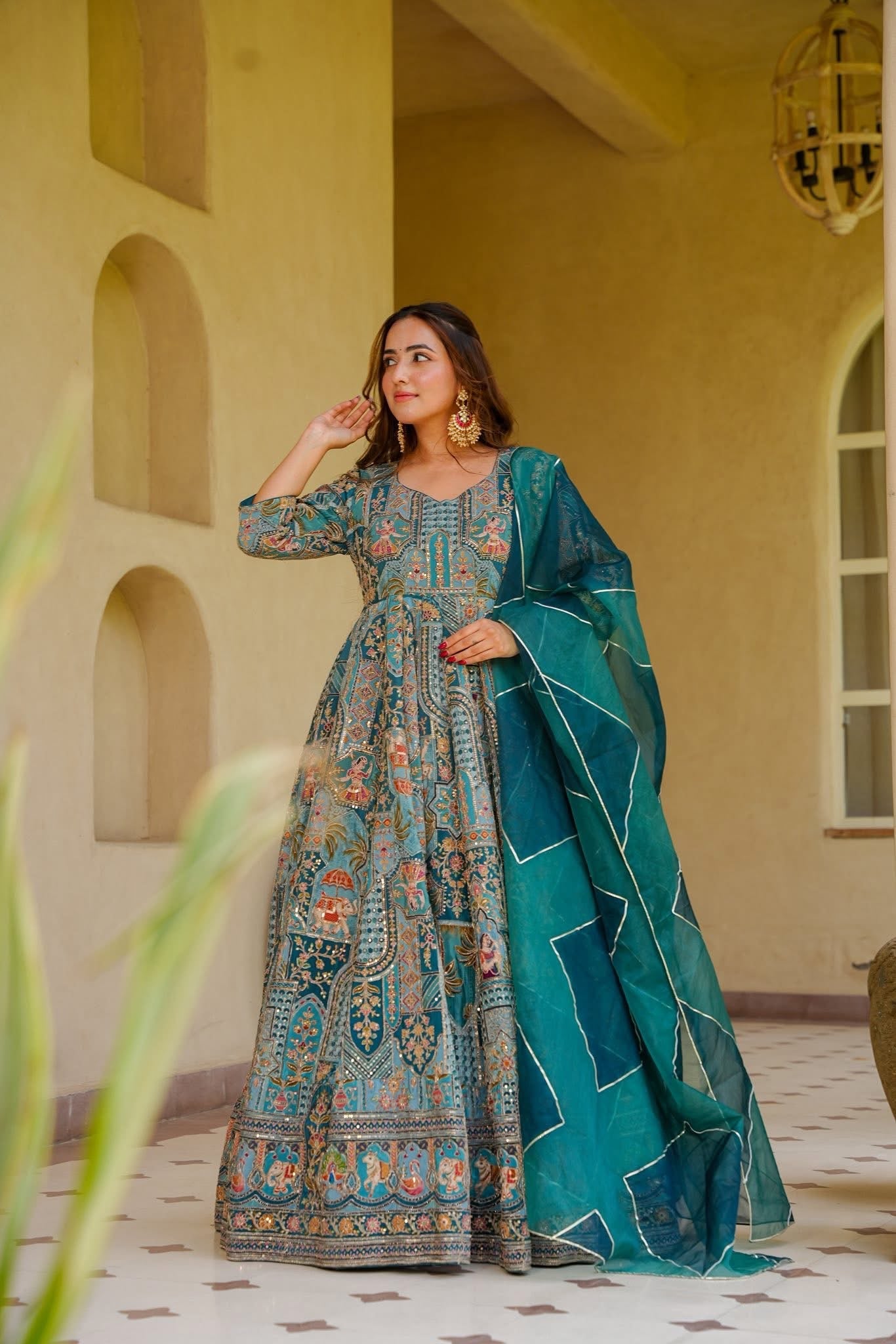 Aaryelith Heavy Embroidered Maxi Set