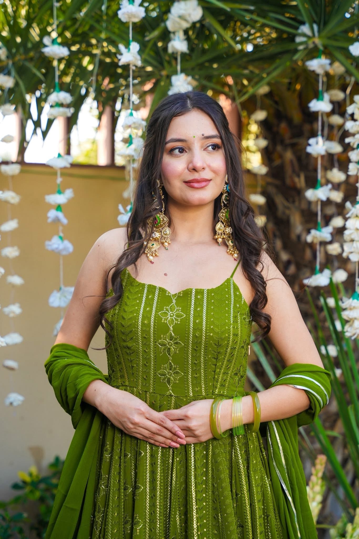 Chiraasha Green Georgette Maxi Set