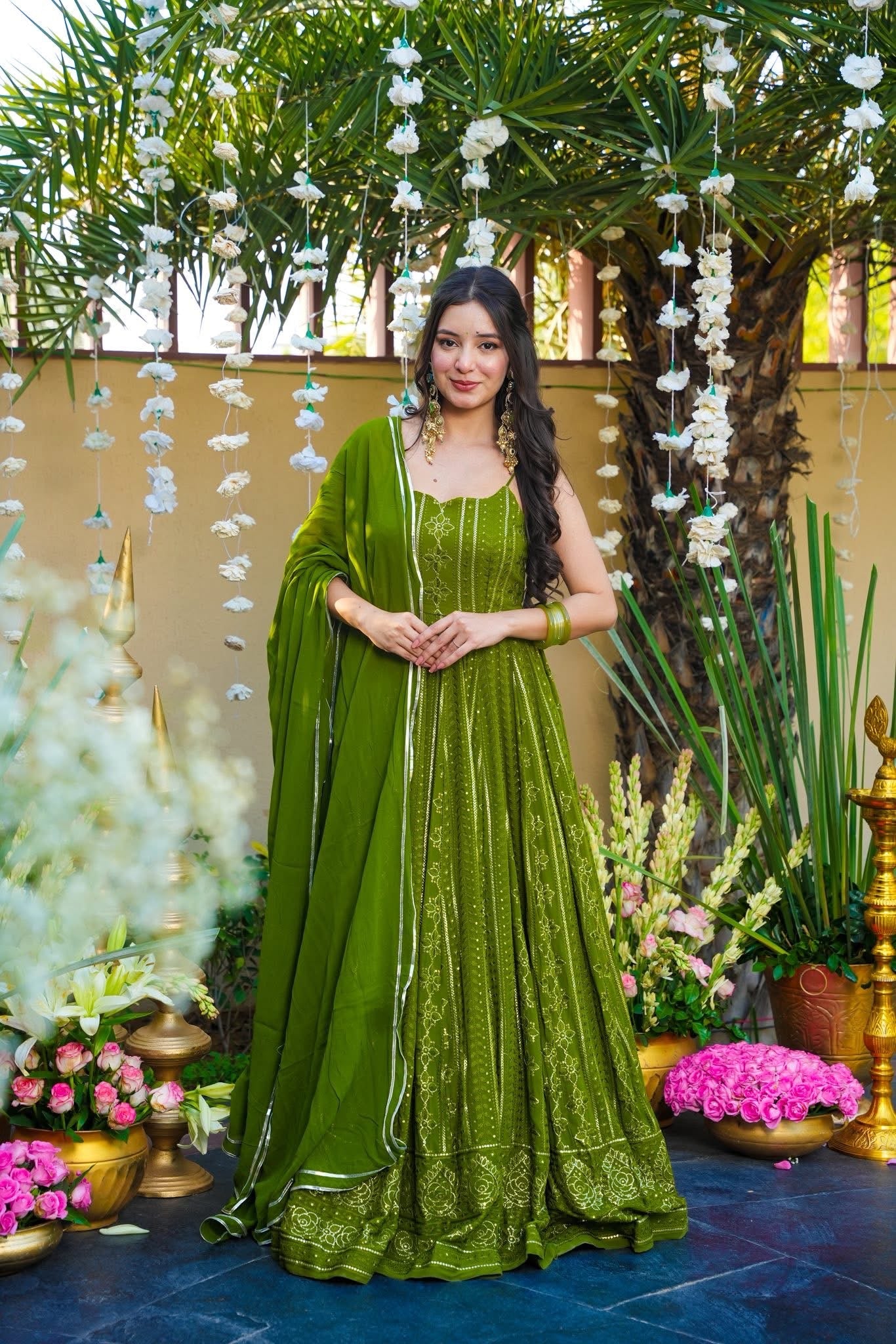 Chiraasha Green Georgette Maxi Set