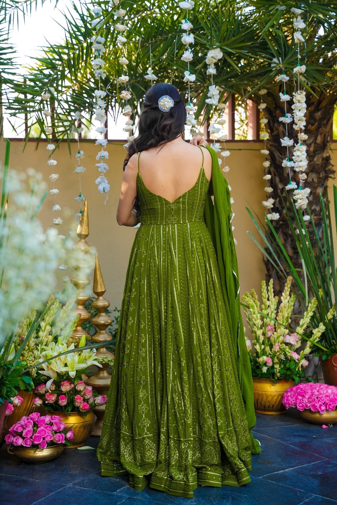 Chiraasha Green Georgette Maxi Set