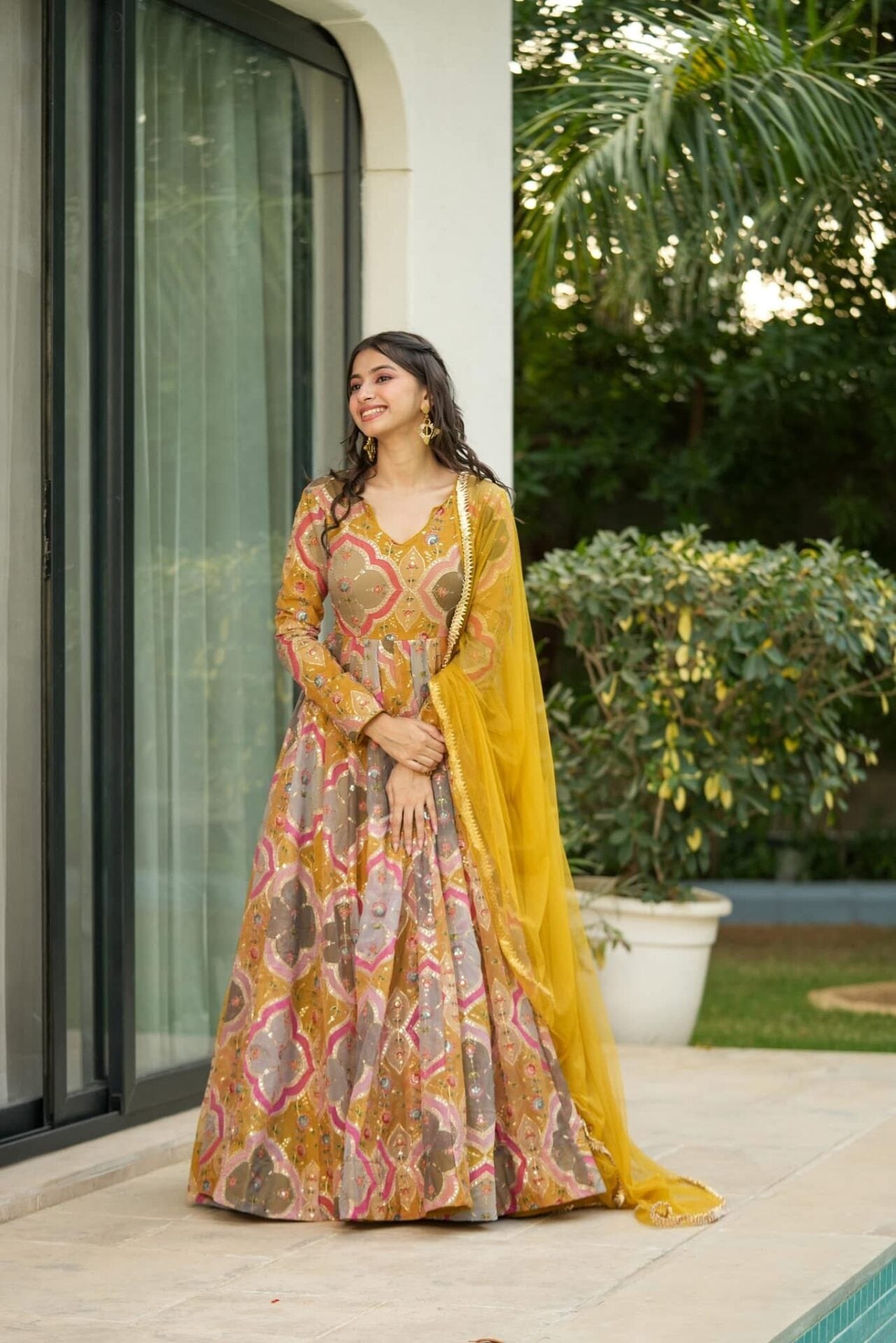 Genelia heavy embroidered maxi set