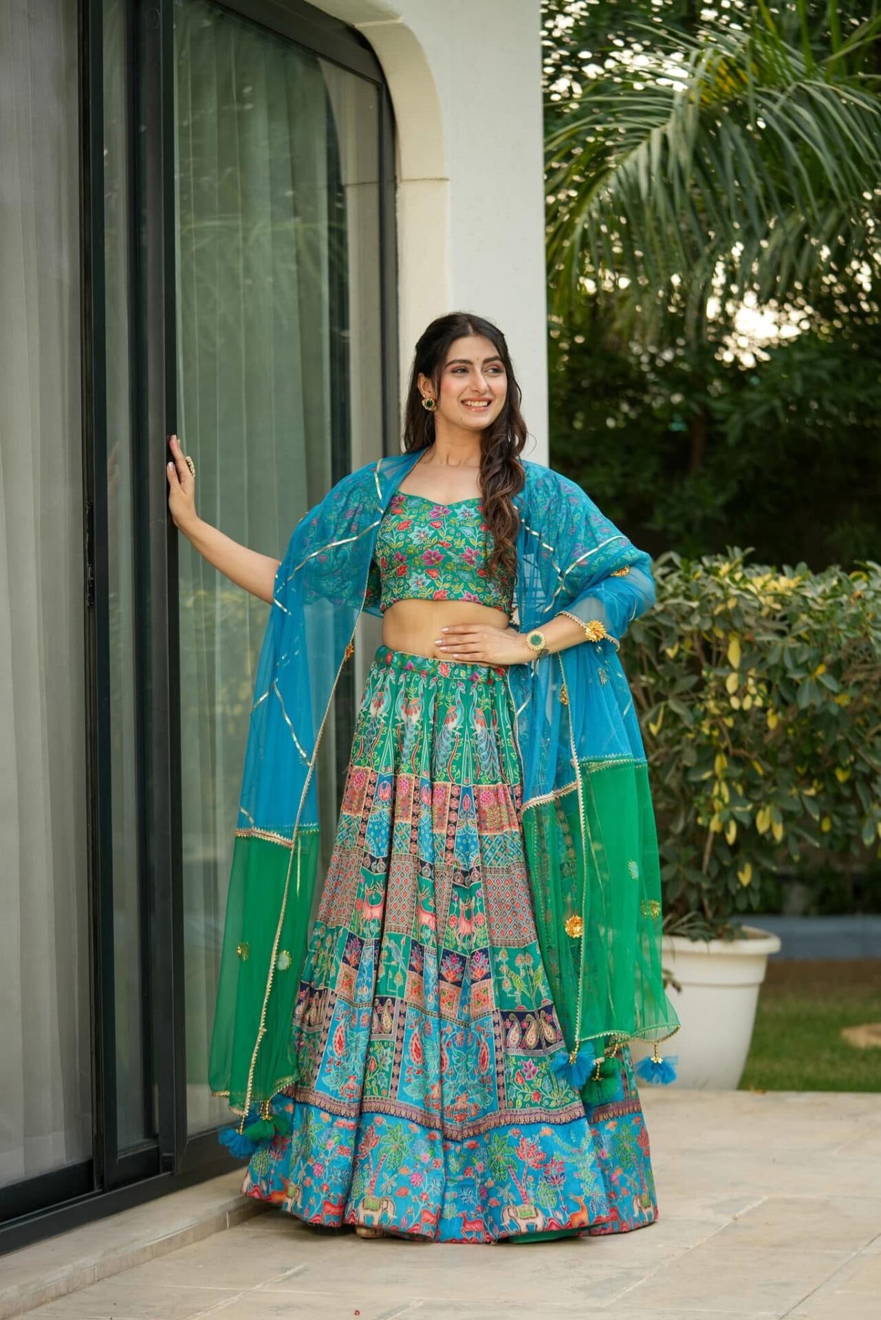 turquoise silk lehenga set