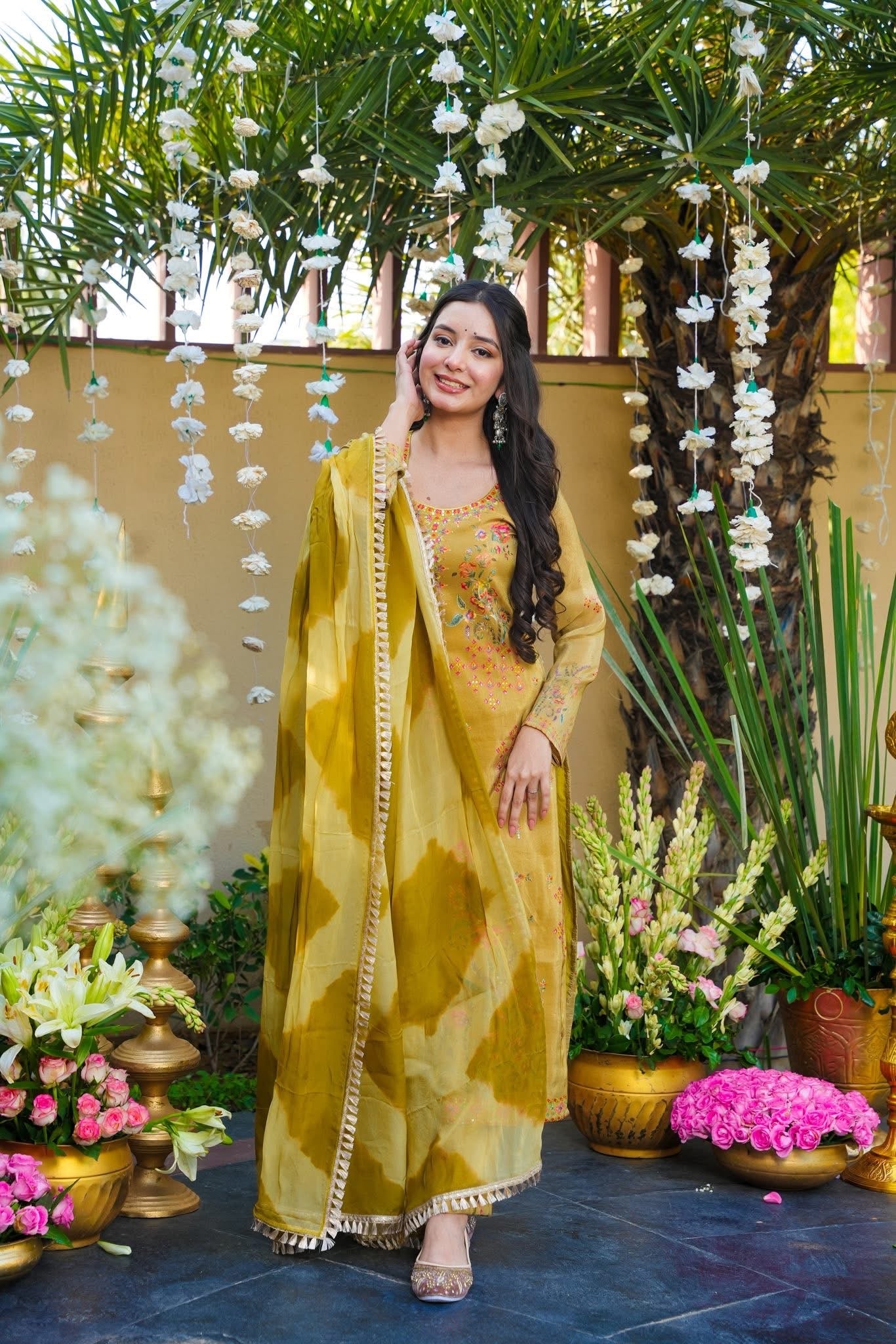 Hiranya Yellow Cosmos Wedding Kurta Set