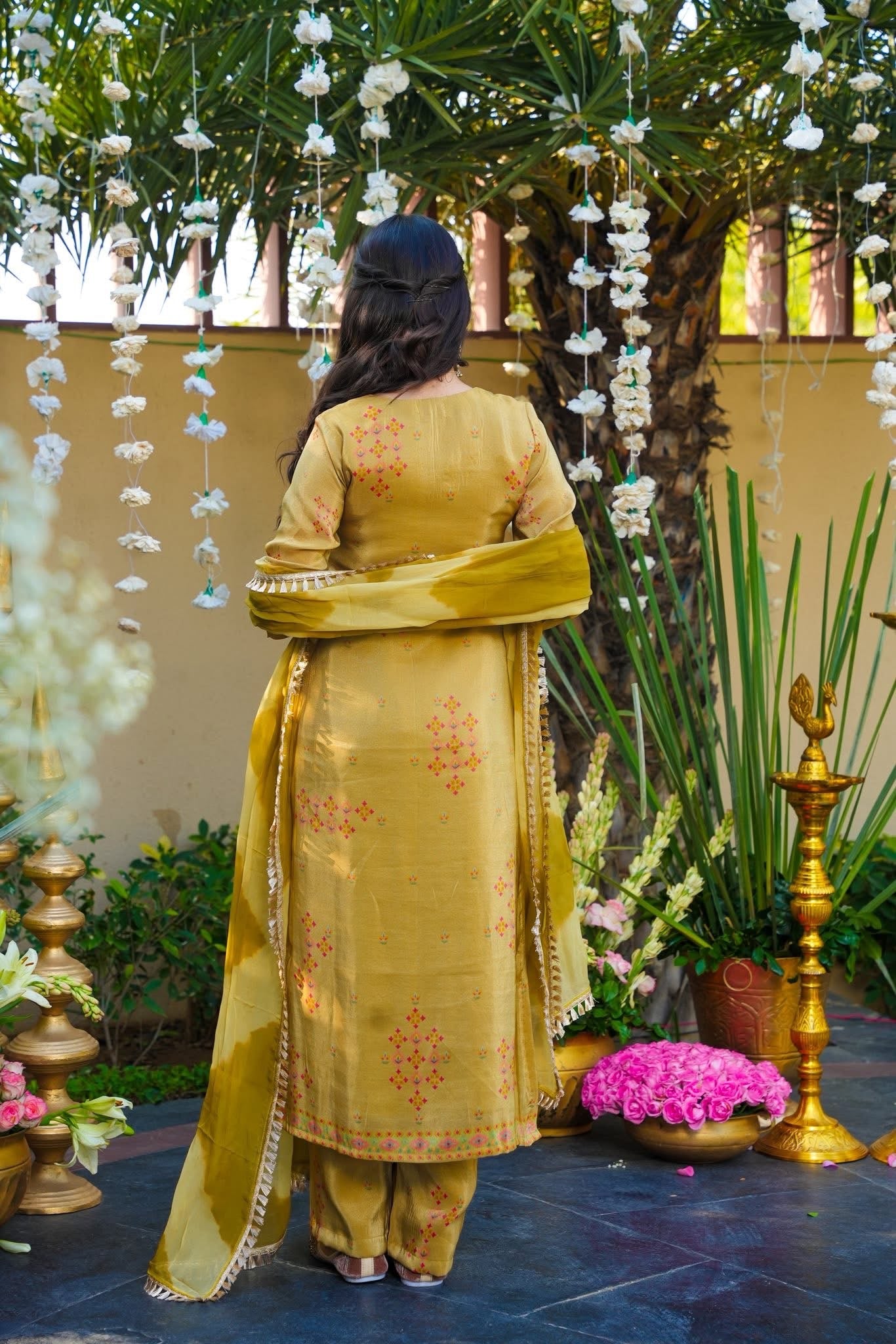 Hiranya Yellow Cosmos Wedding Kurta Set