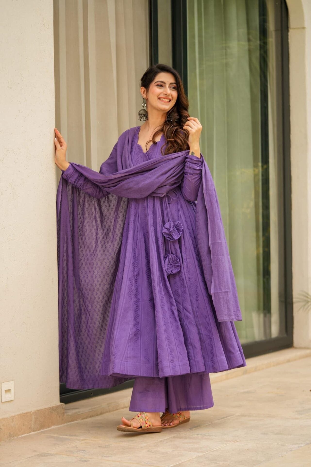 Sheeja purple suit set