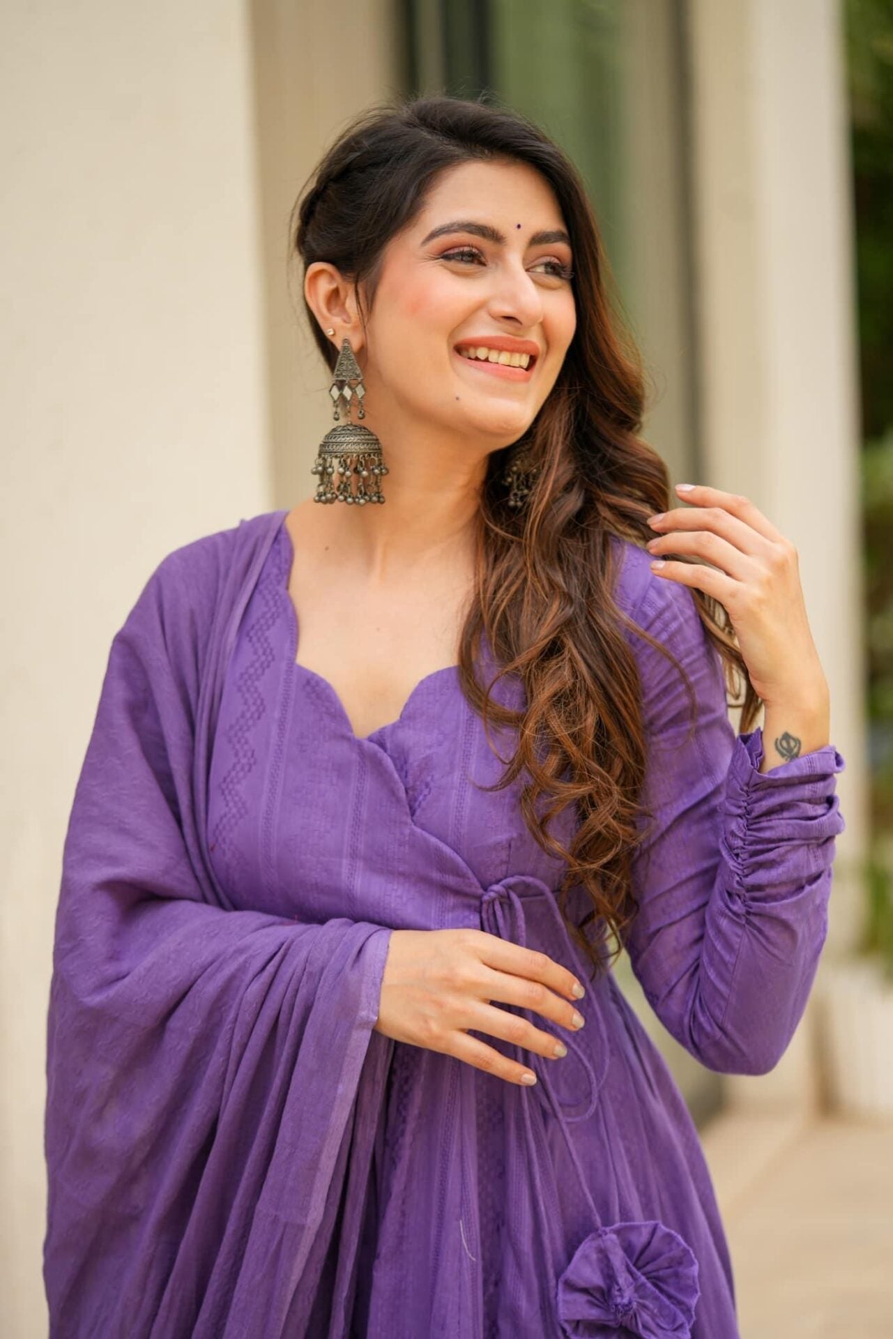 Sheeja purple suit set