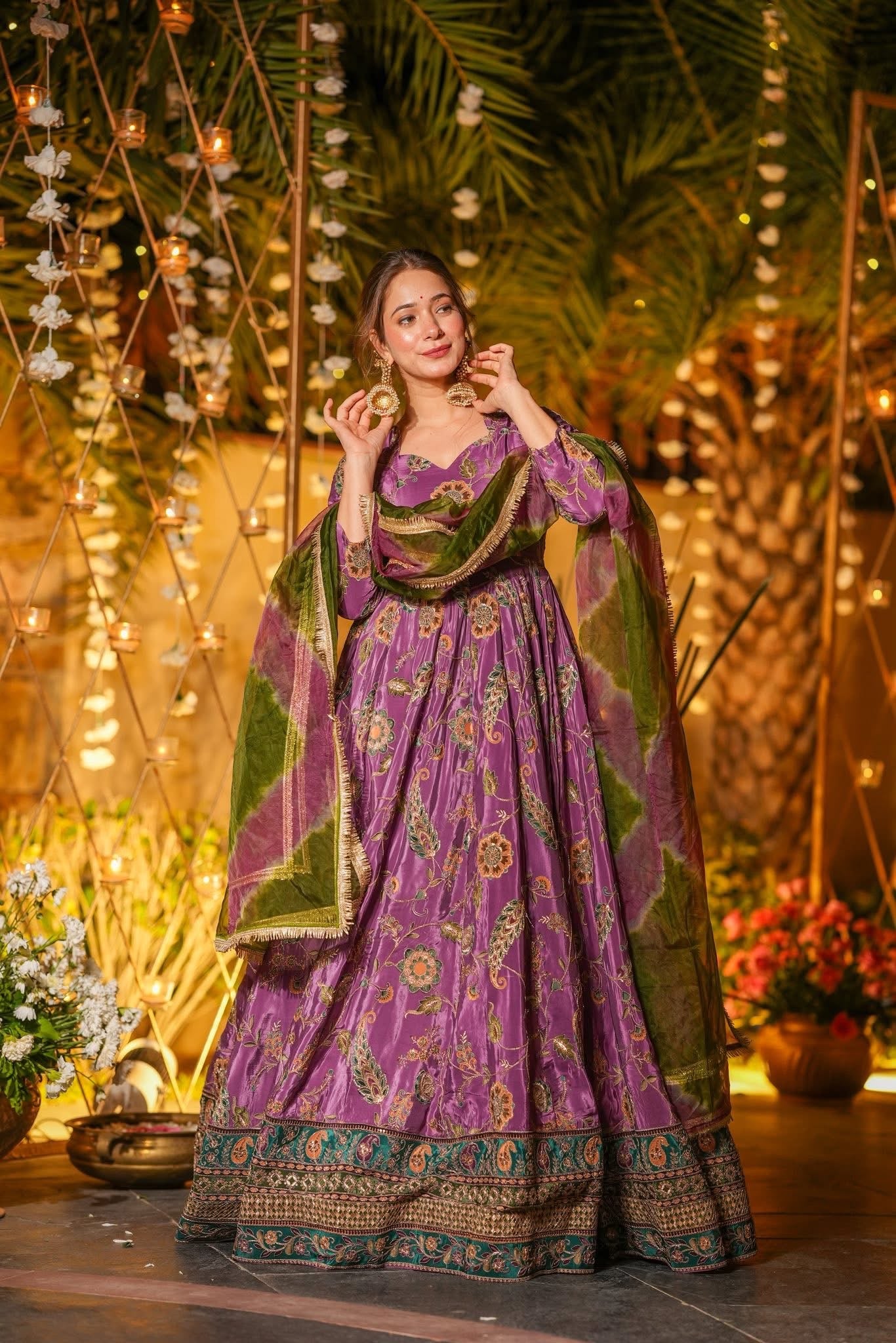 Mehroza Purple Embroidered Maxi Set