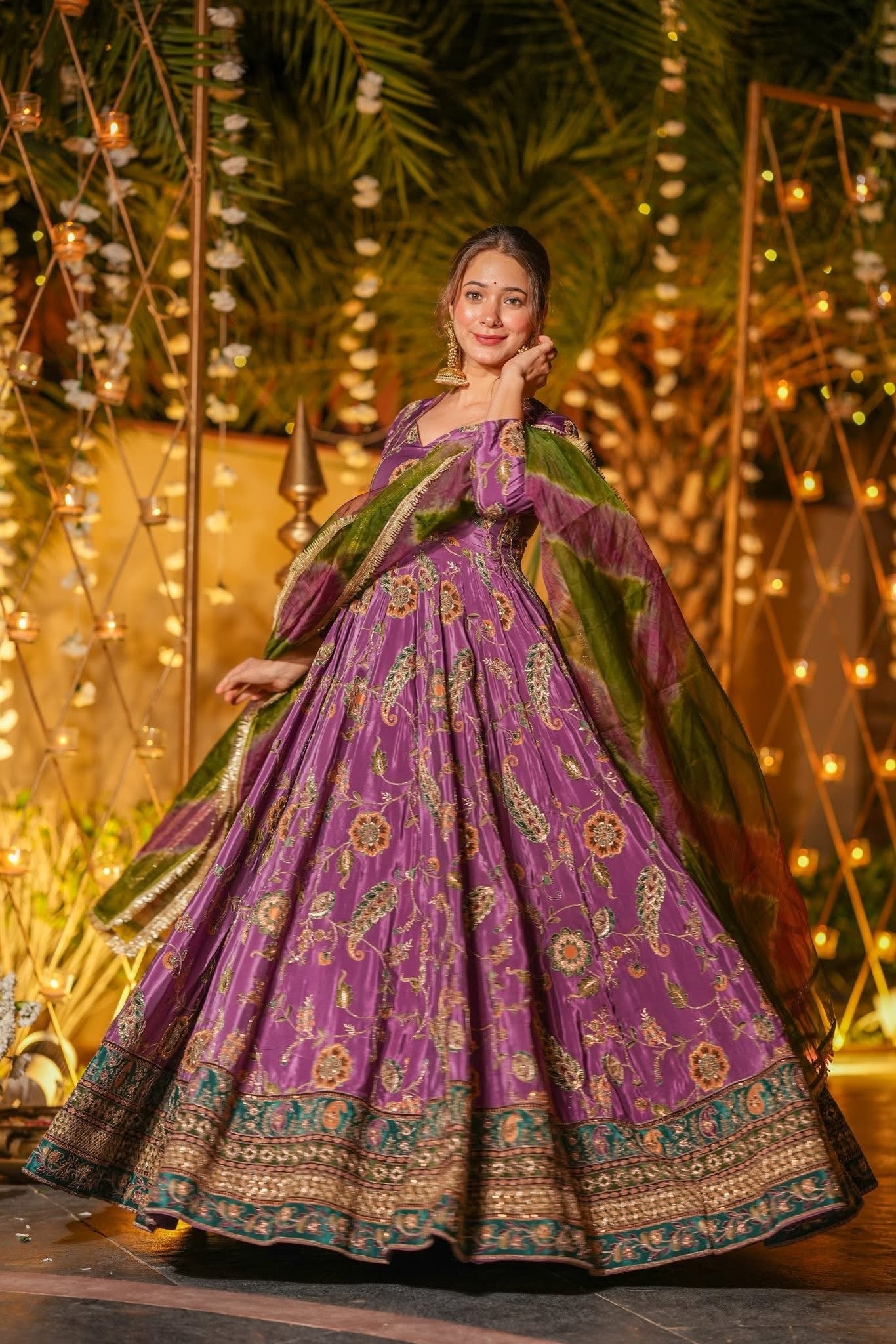 Mehroza Purple Embroidered Maxi Set
