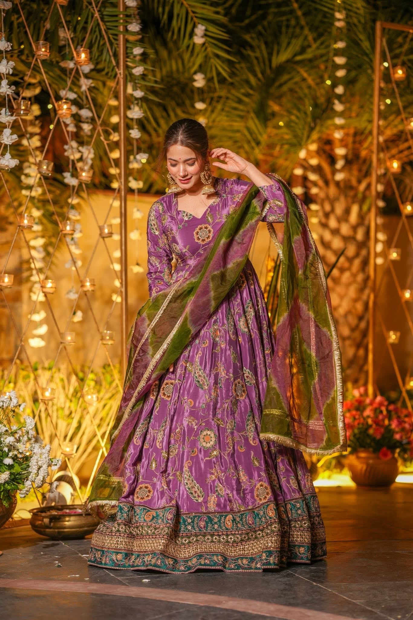 Mehroza Purple Embroidered Maxi Set