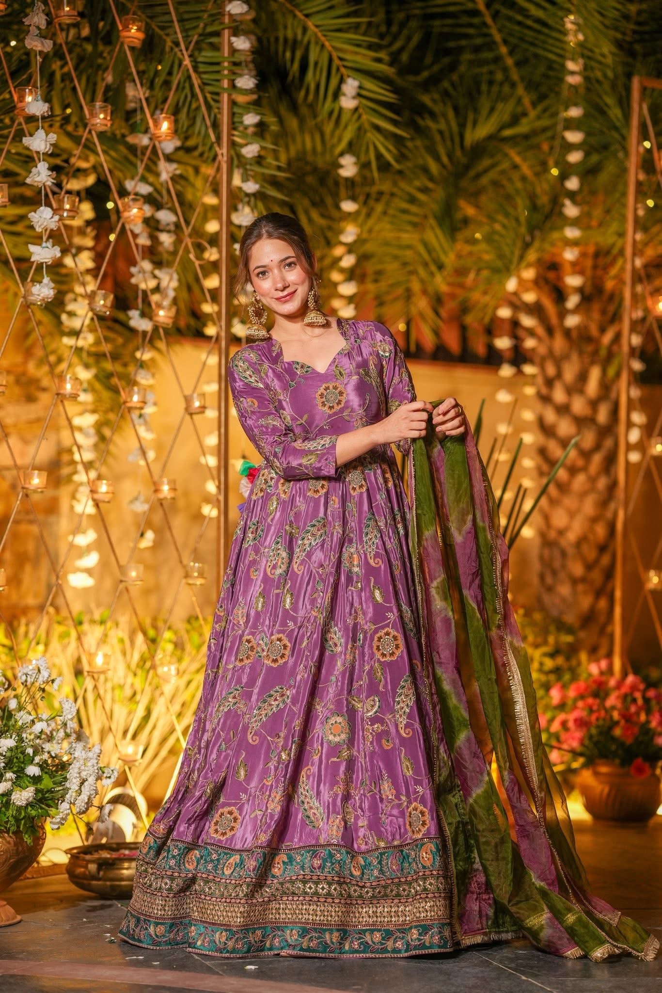 Mehroza Purple Embroidered Maxi Set