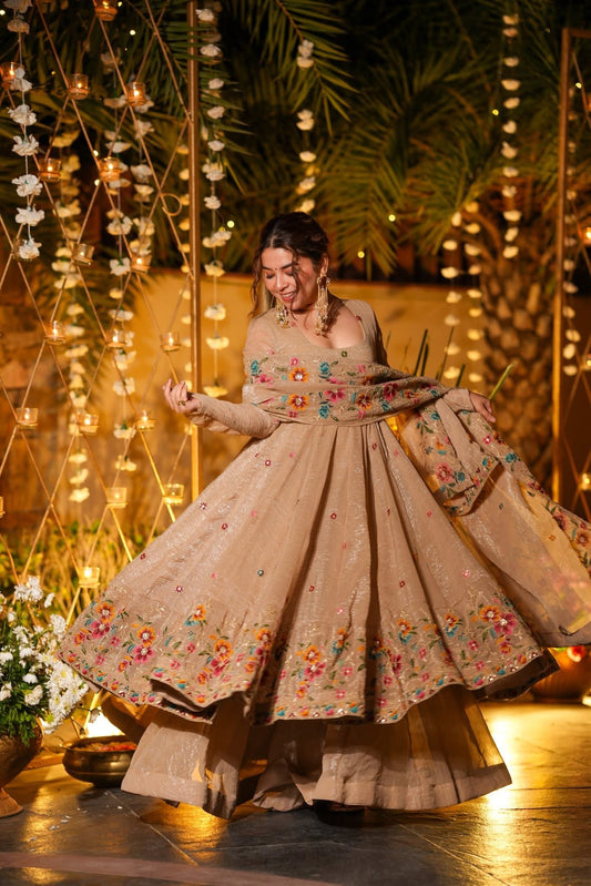 Luminous Silken Anarkali Suit Set