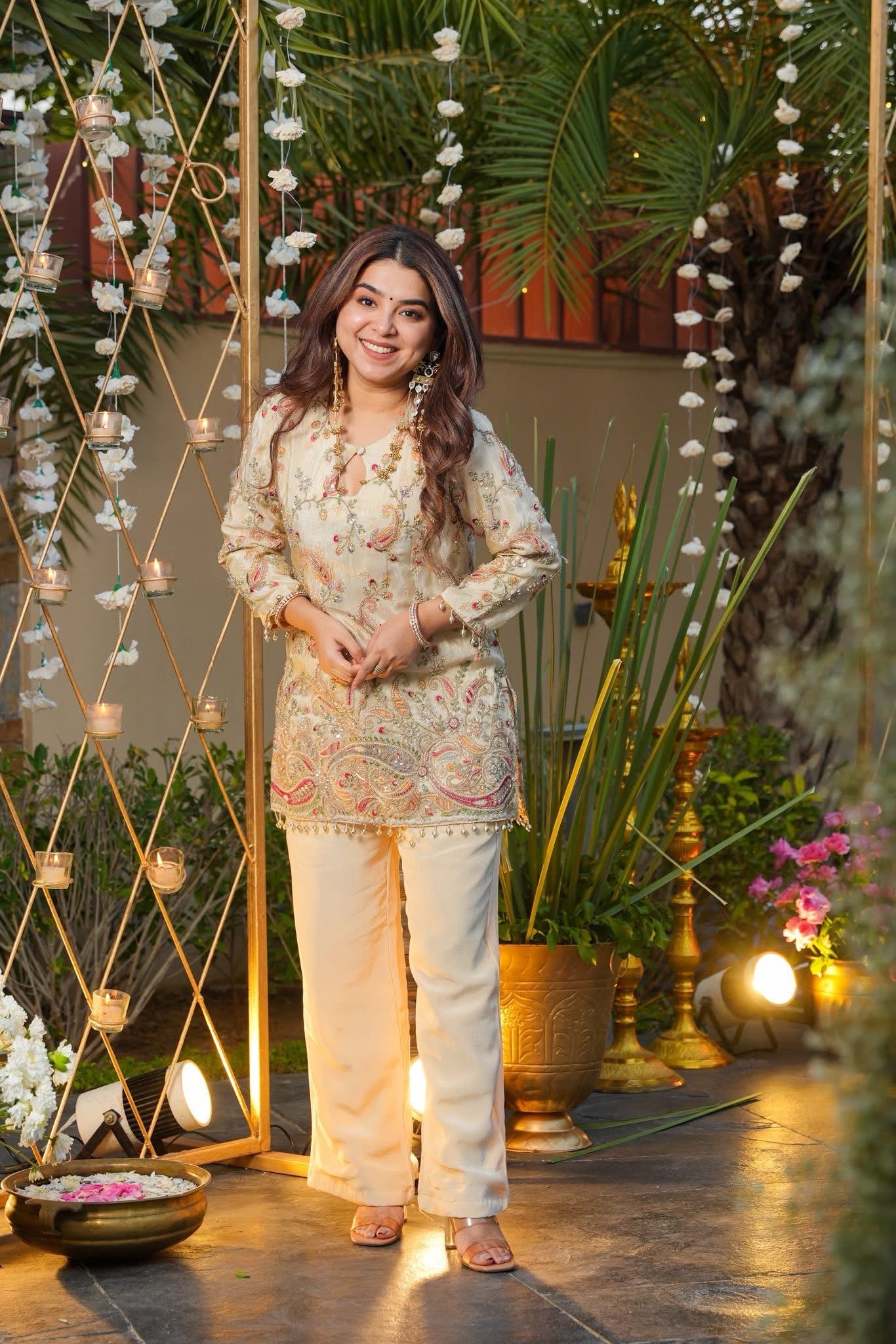 White Elnora Embroidered Co-ord Set