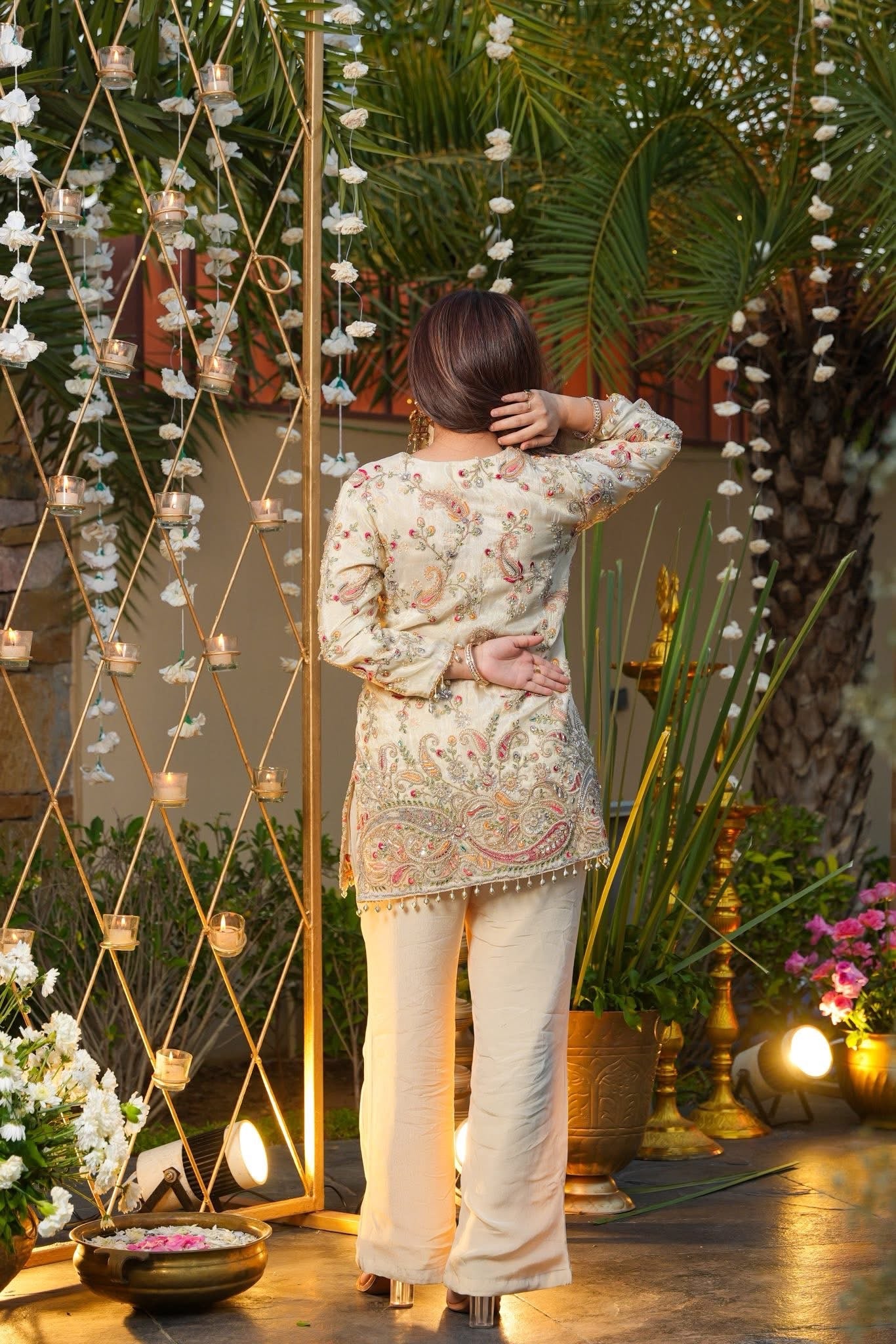 White Elnora Embroidered Co-ord Set