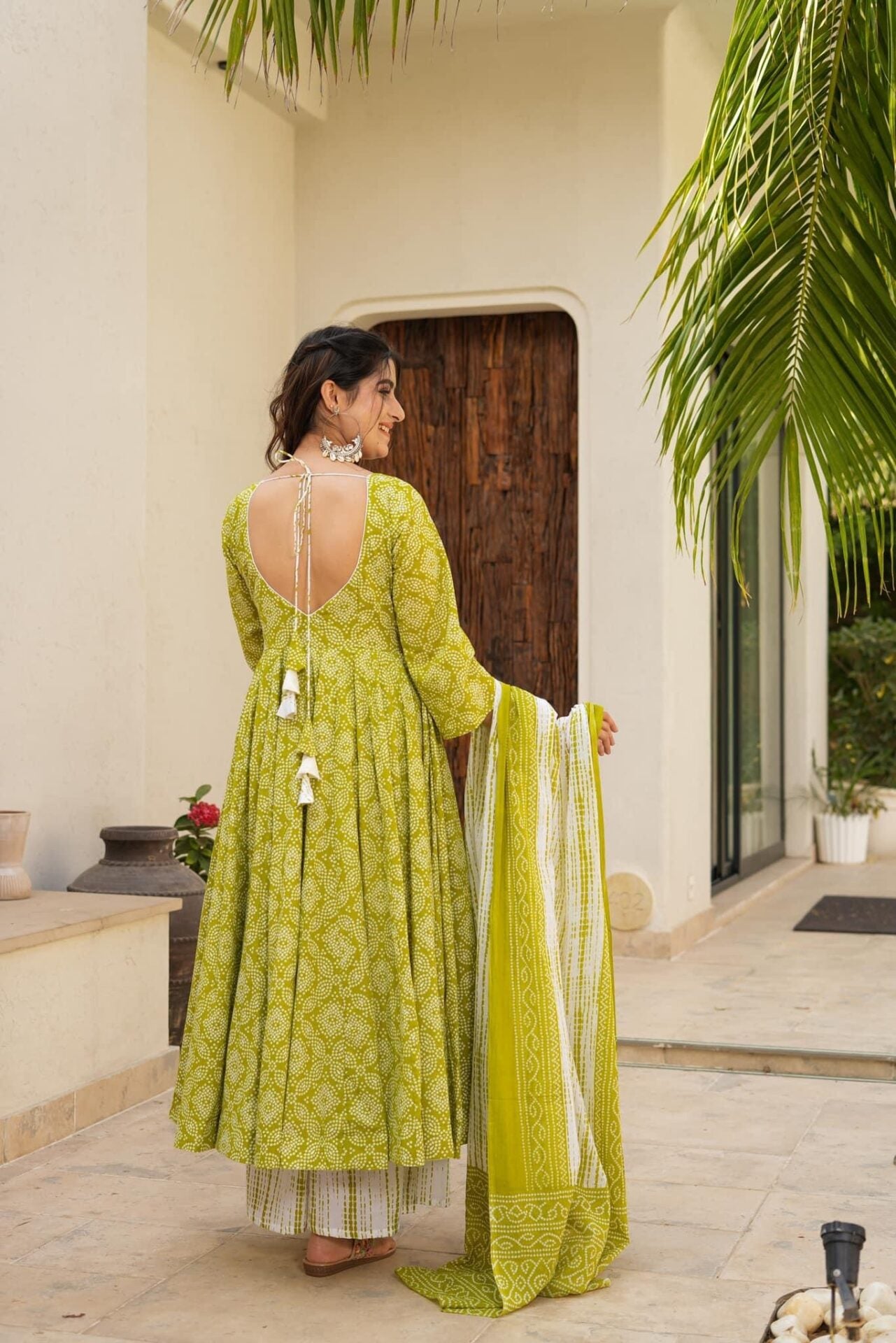 Shibori green cotton suit set