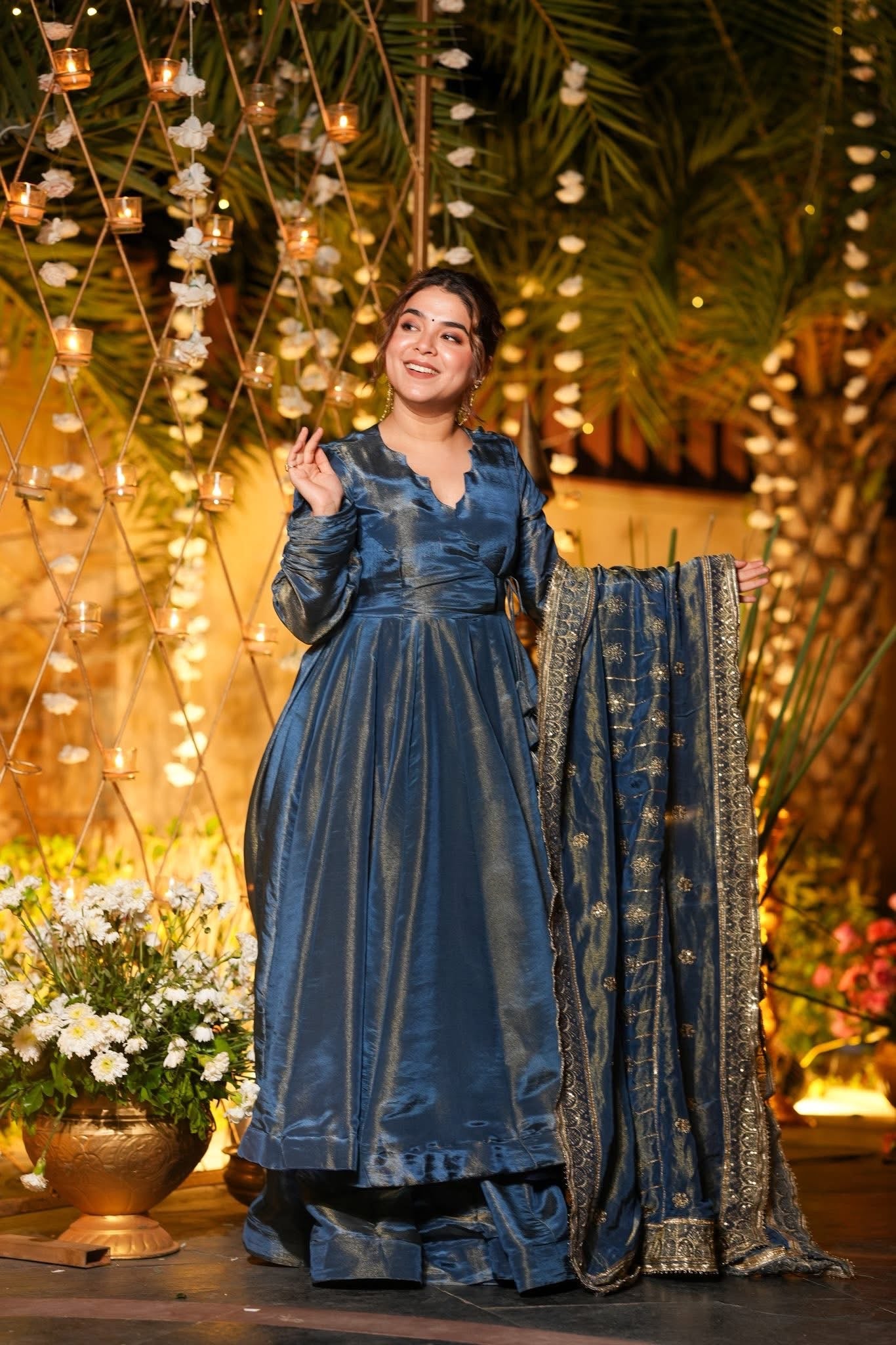 Buy Starfall Blue Wedding Wear Anarkali Suit Set Online in India | Idaho  Clothing