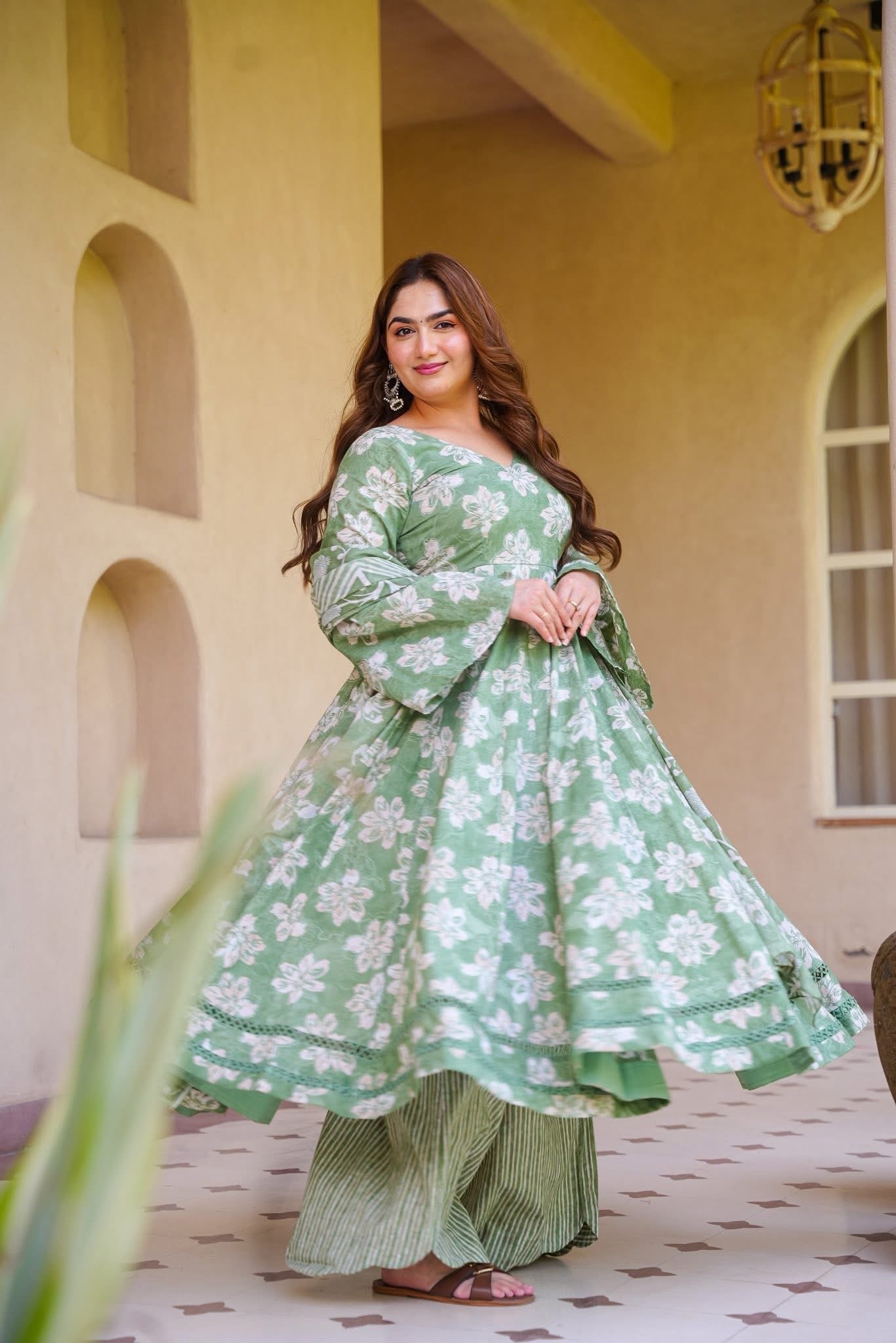 Mokshira Cotton Anarkali Suit Set
