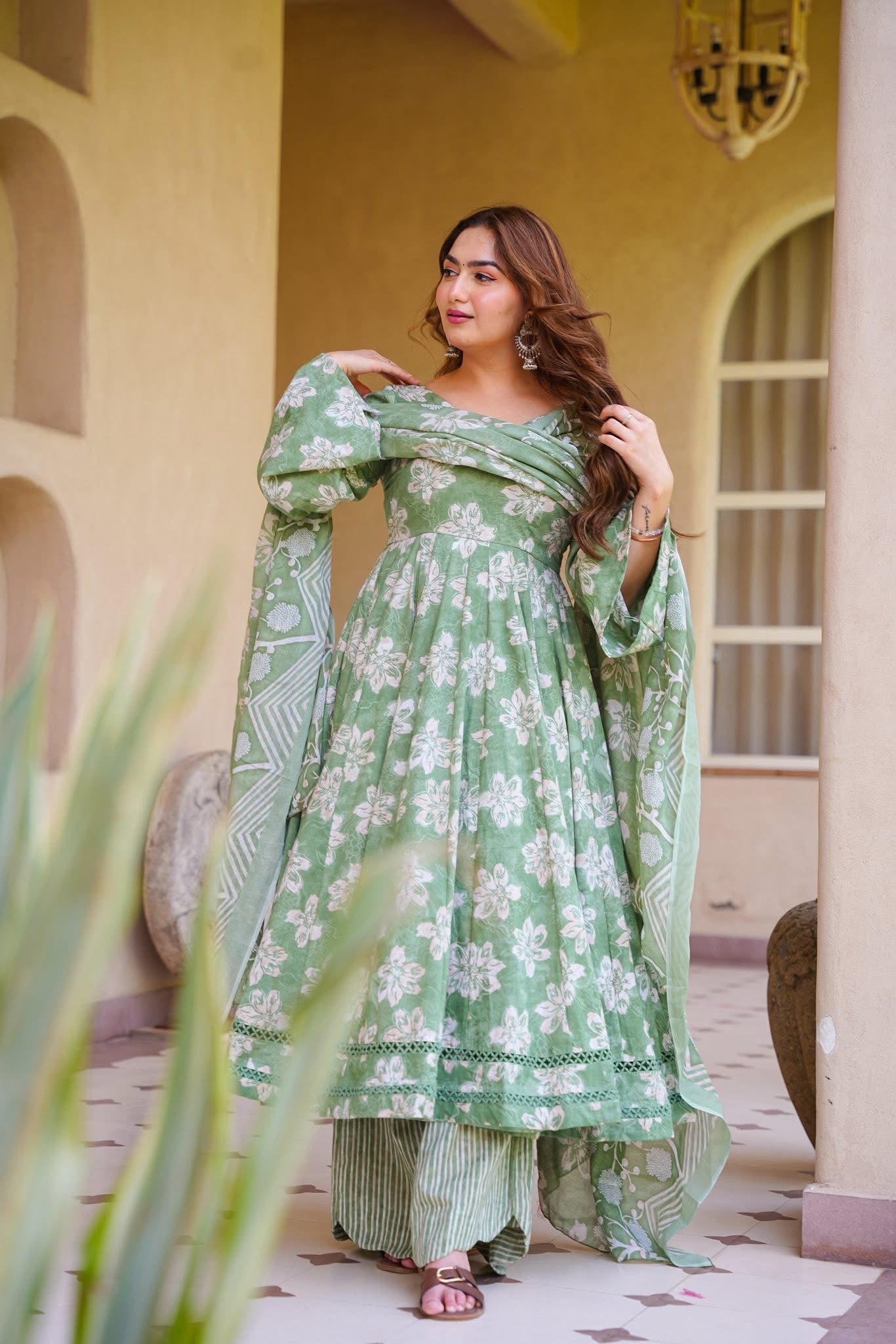 Mokshira Cotton Anarkali Suit Set