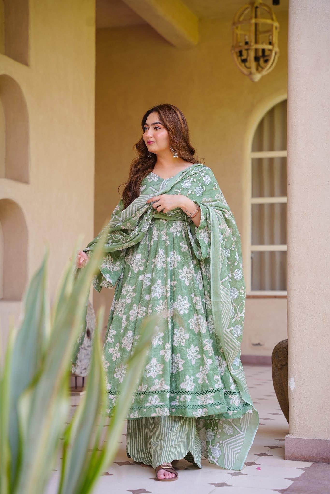 Mokshira Cotton Anarkali Suit Set