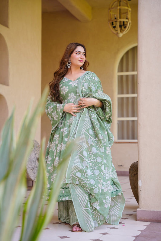 Mokshira Cotton Anarkali Suit Set