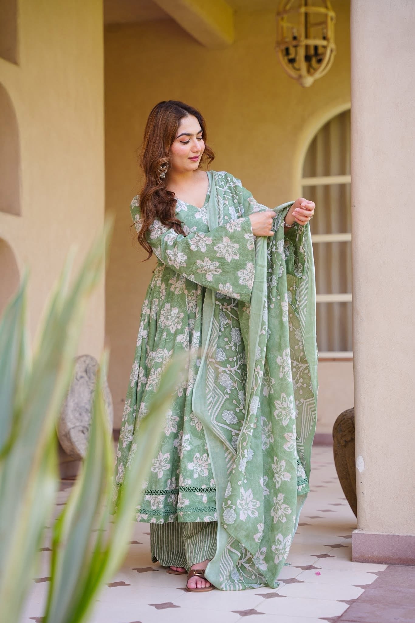 Mokshira Cotton Anarkali Suit Set