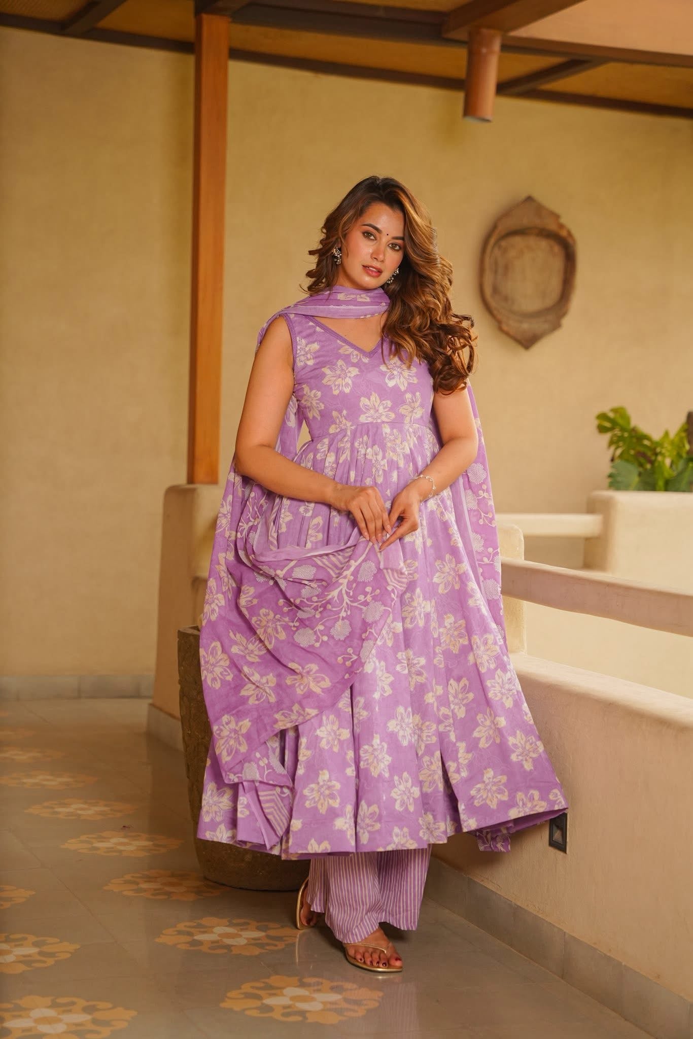 Elika Cotton Anarkali Suit Set