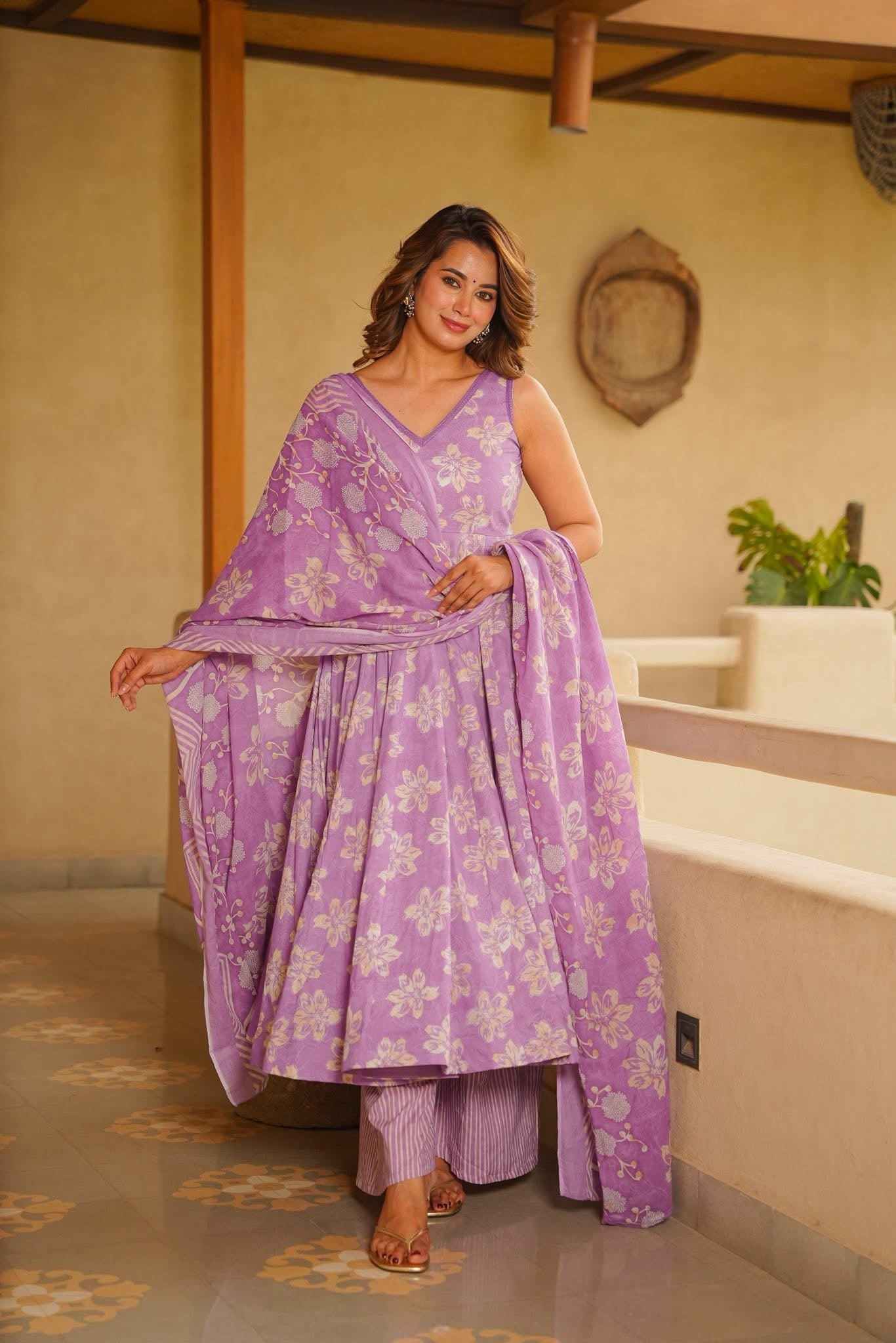 Elika Cotton Anarkali Suit Set