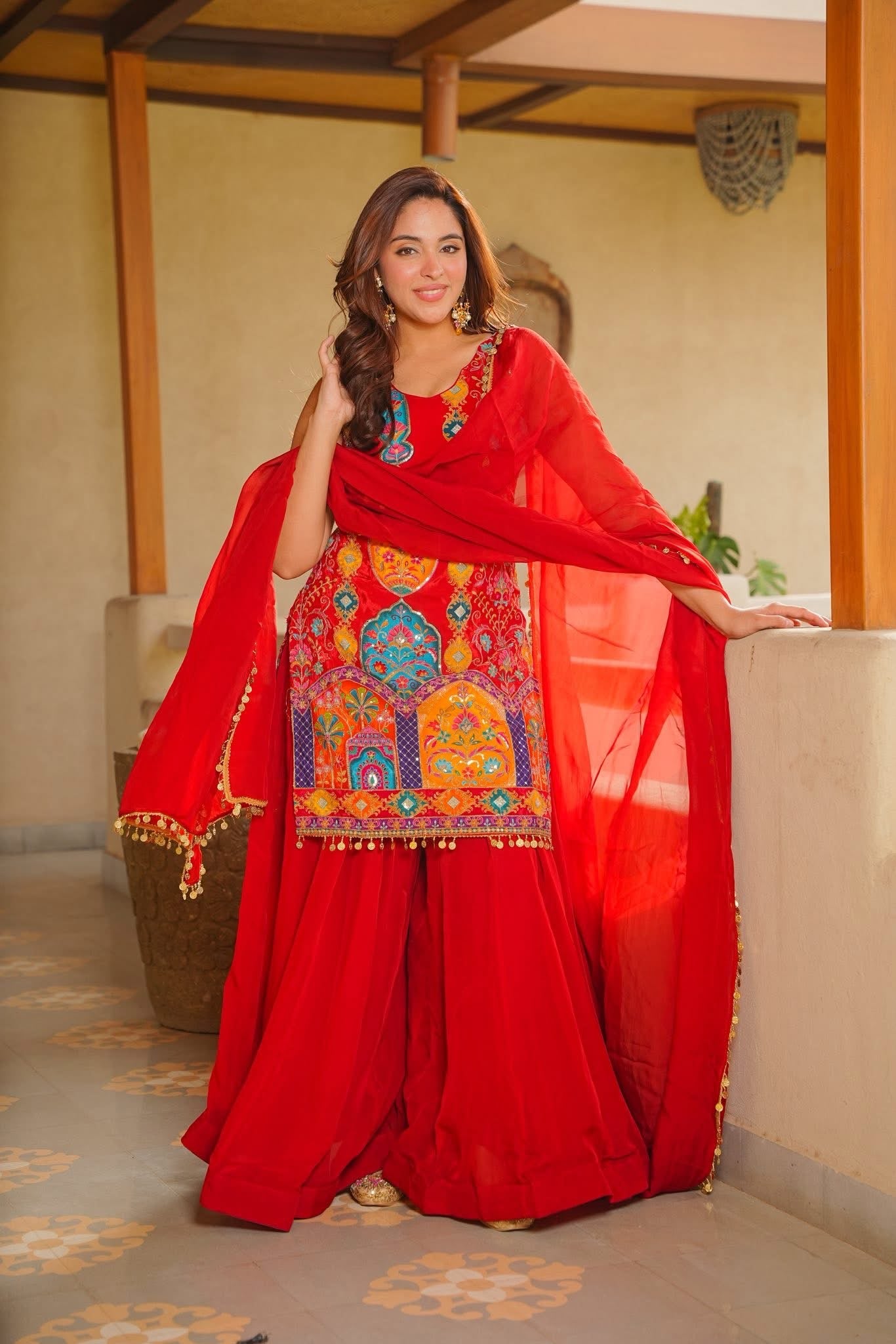 Zariah Spark Red Kurta Set