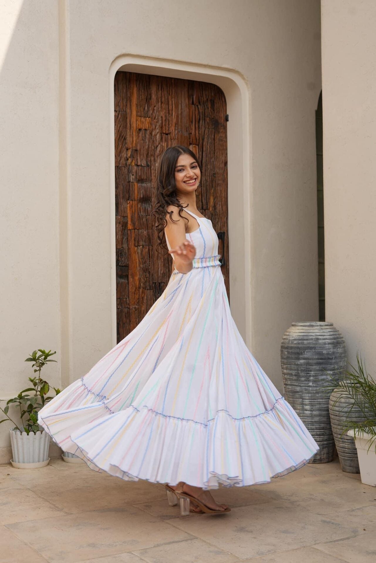 white cotton dress india Starina White Cotton Dress M OMNIA