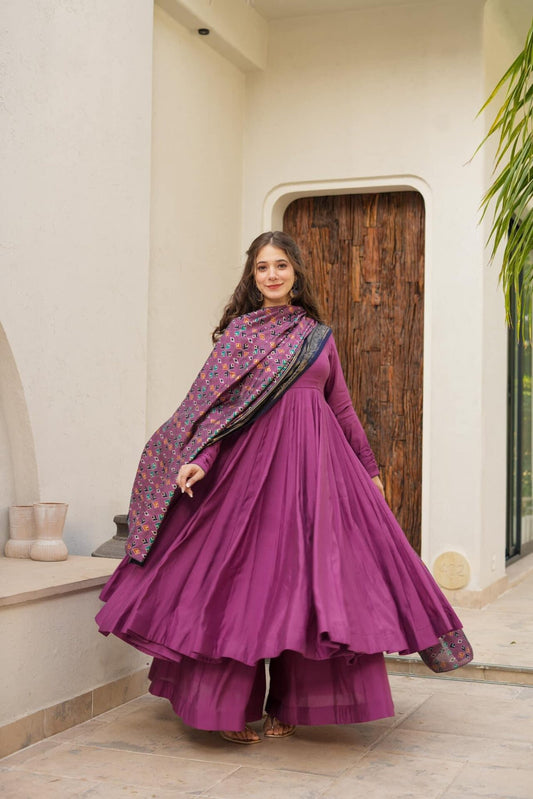 Kashni purple new muslin suit set