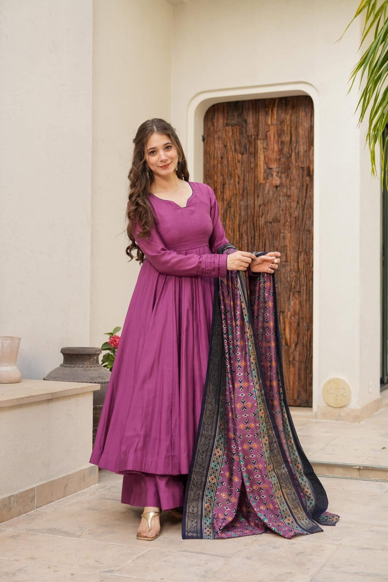 Kashni purple new muslin suit set