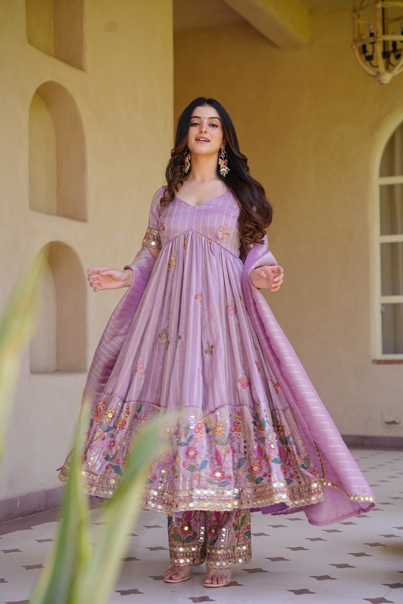 Roselit Zari Embroidered Anarkali Suit Set