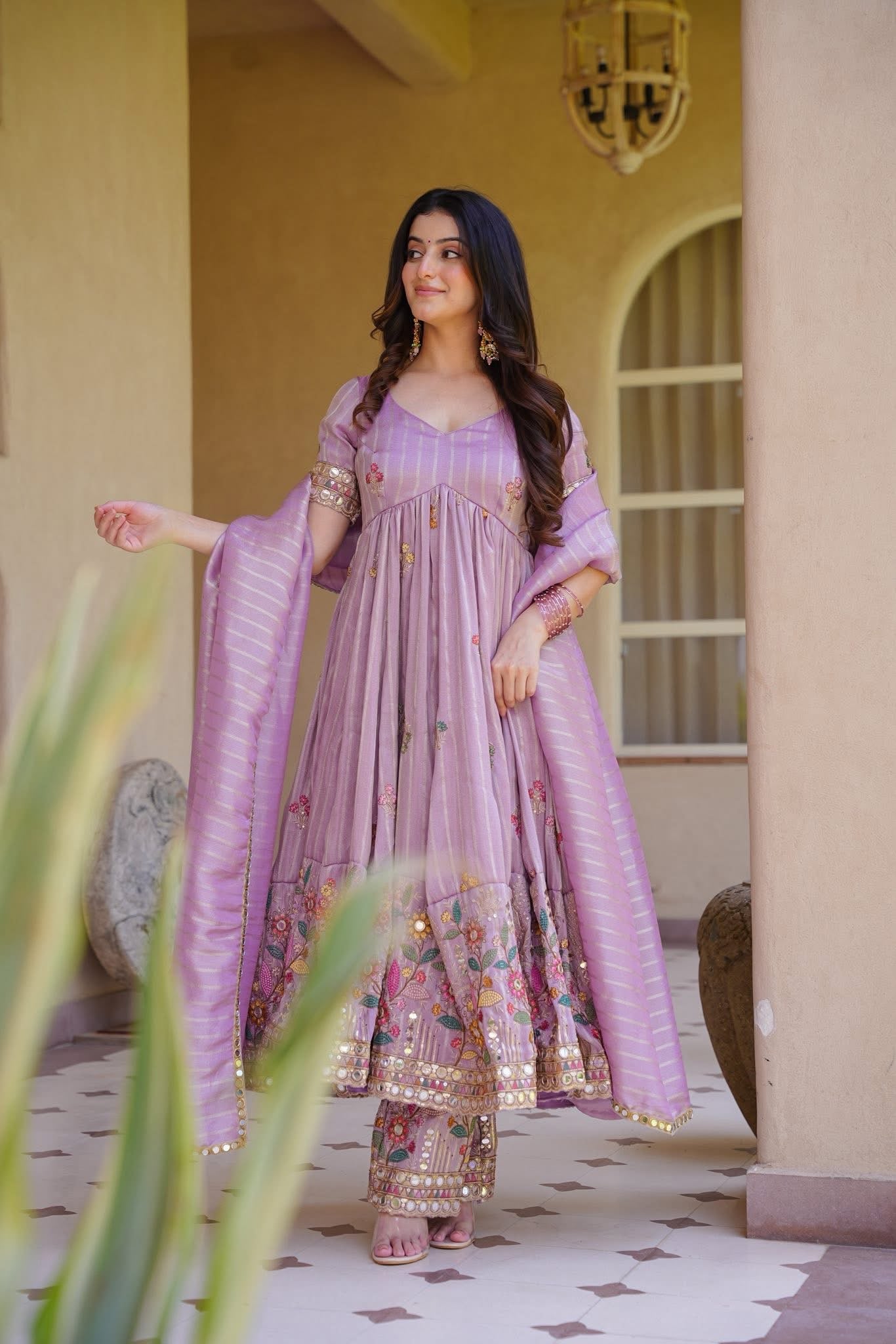 Roselit Zari Embroidered Anarkali Suit Set