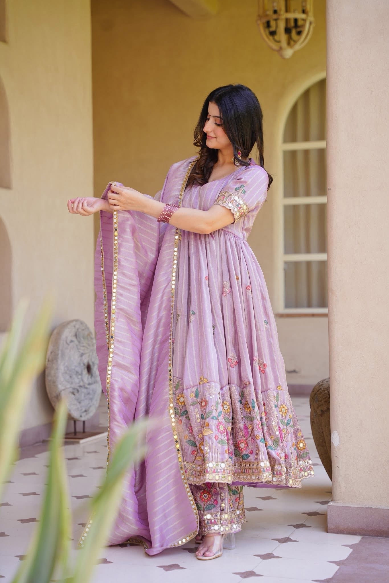 Roselit Zari Embroidered Anarkali Suit Set