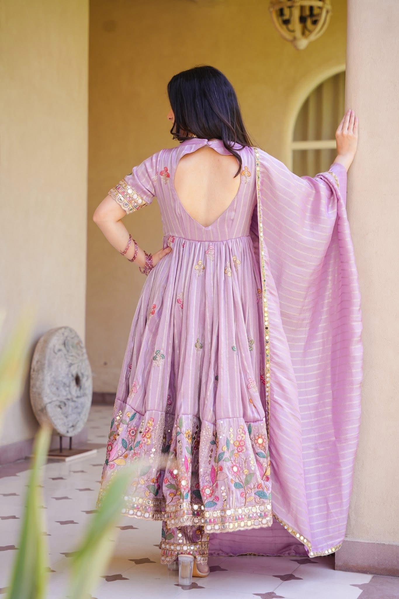 Roselit Zari Embroidered Anarkali Suit Set