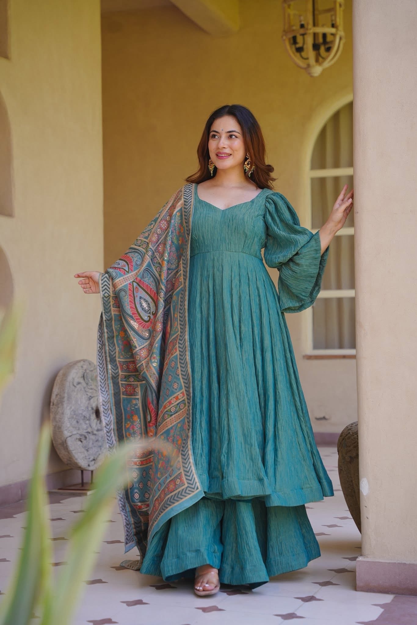 Auric Veil Anarkali Suit Set
