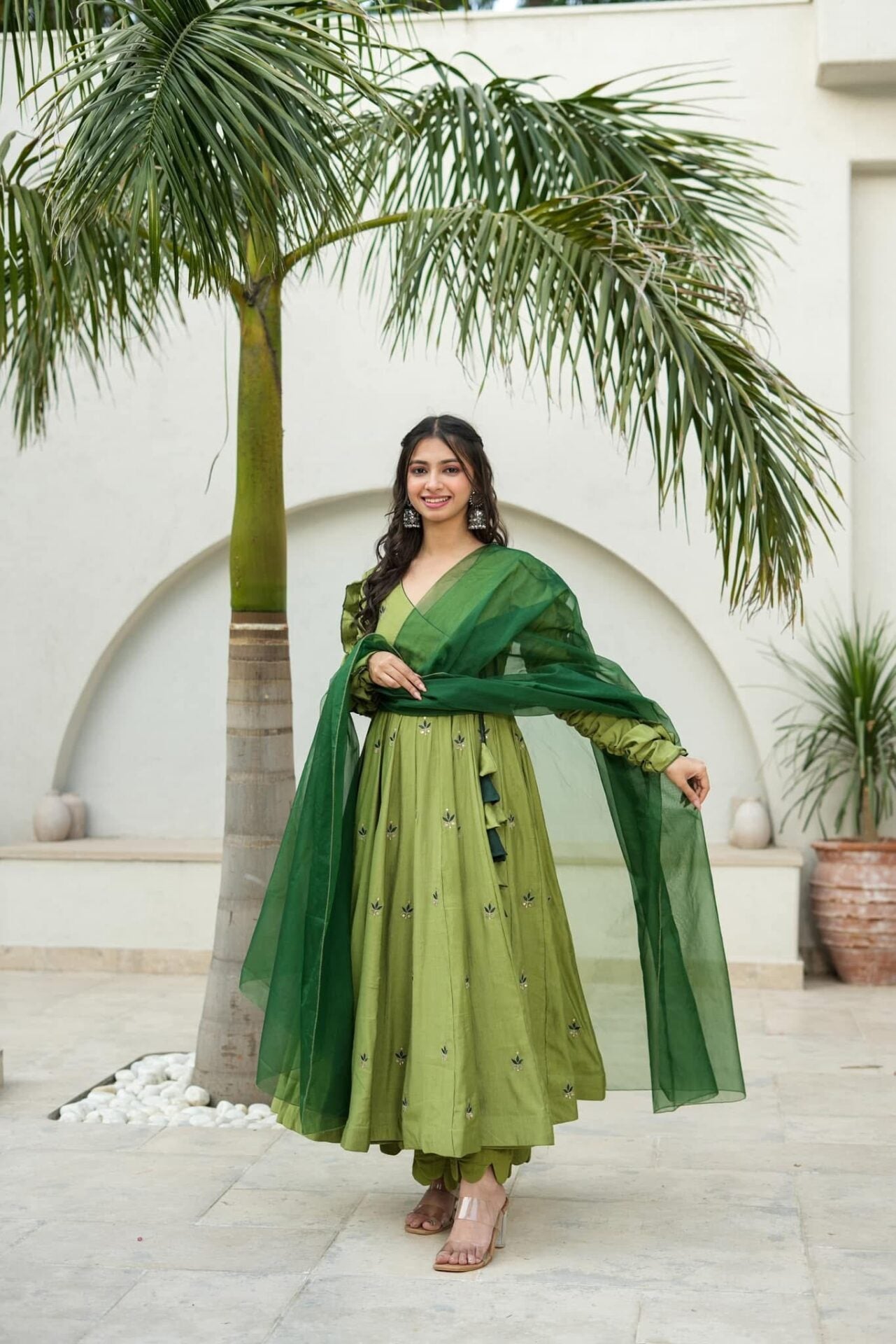 Athena green silk suit set