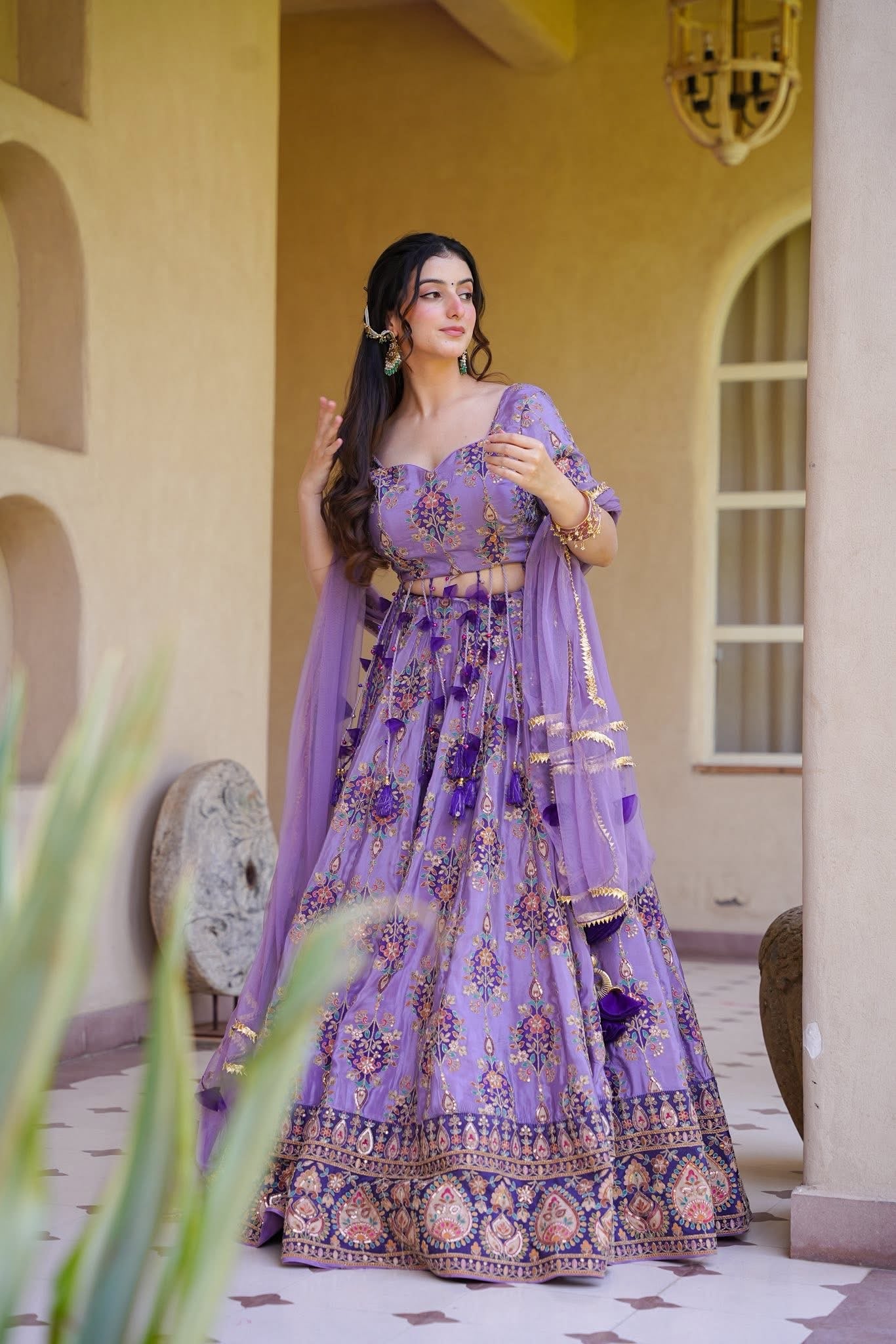 Purple Shimmer Heavy Lehenga Set