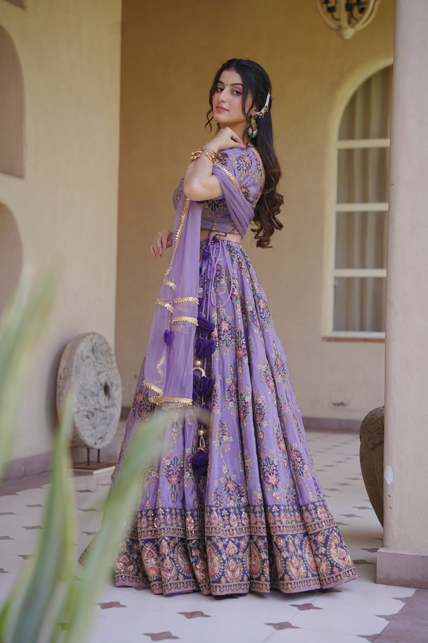 Purple Shimmer Heavy Lehenga Set