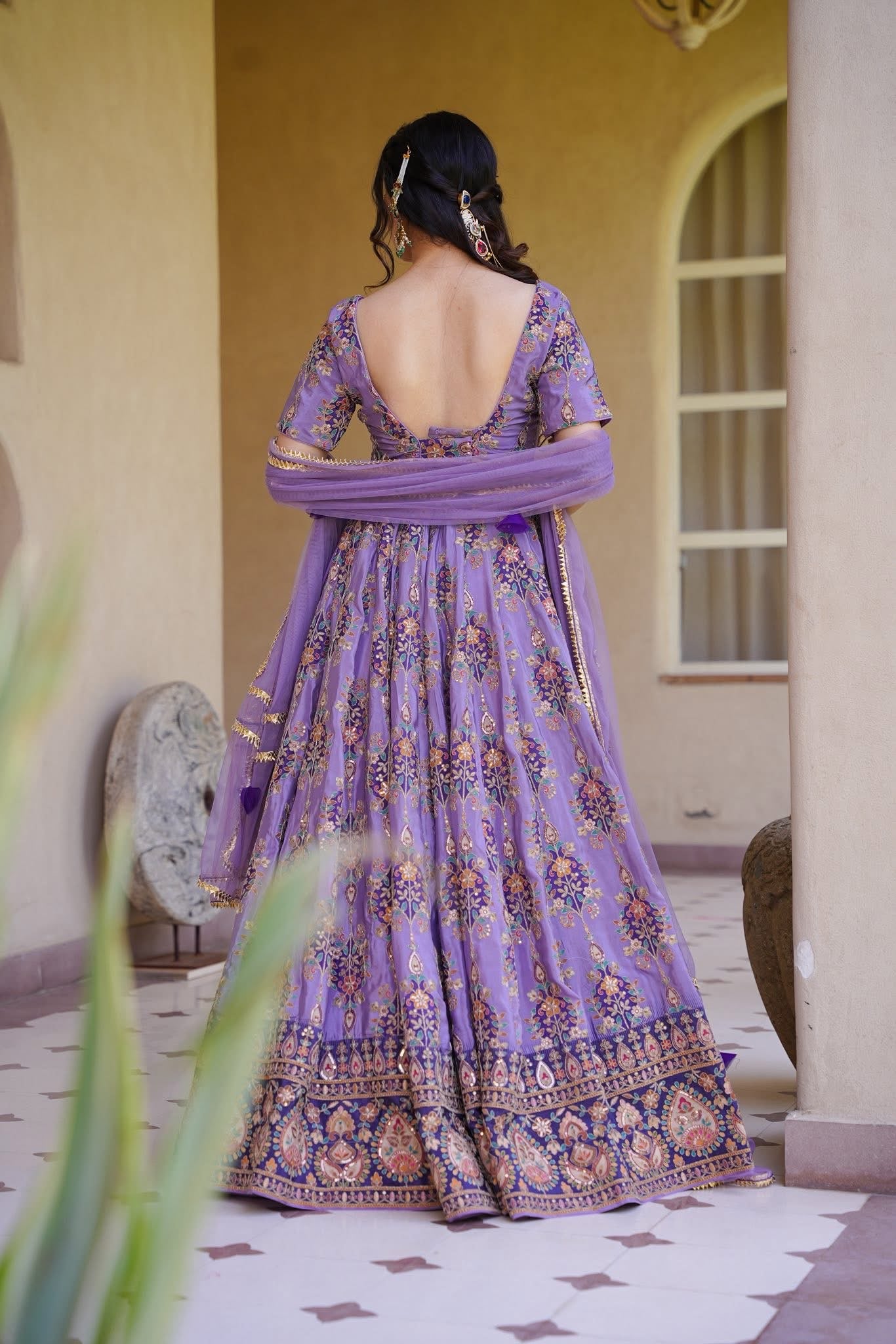 Purple Shimmer Heavy Lehenga Set