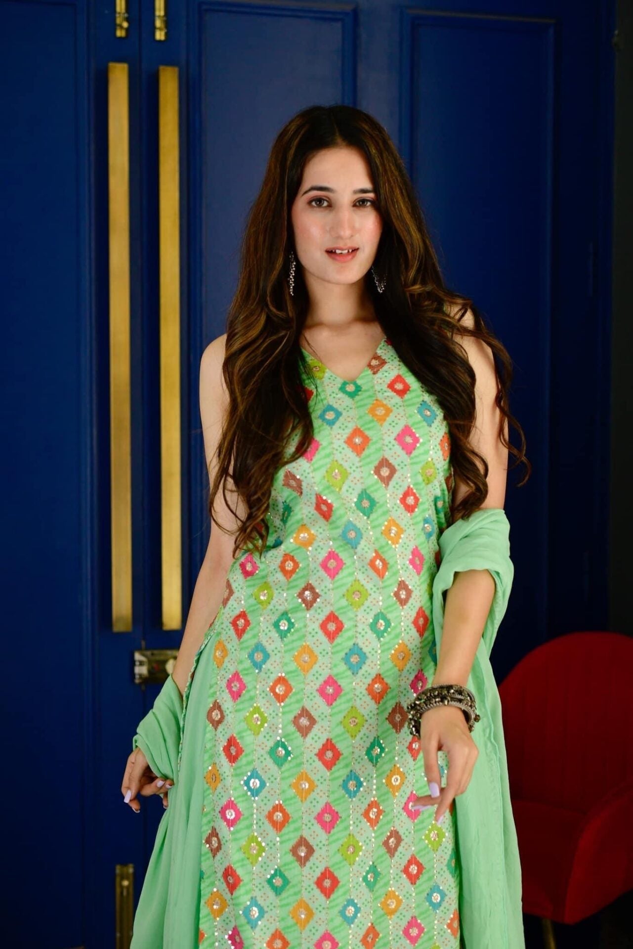 LIGHT GREEN EMBROIDERED KURTA PALAZZO SET